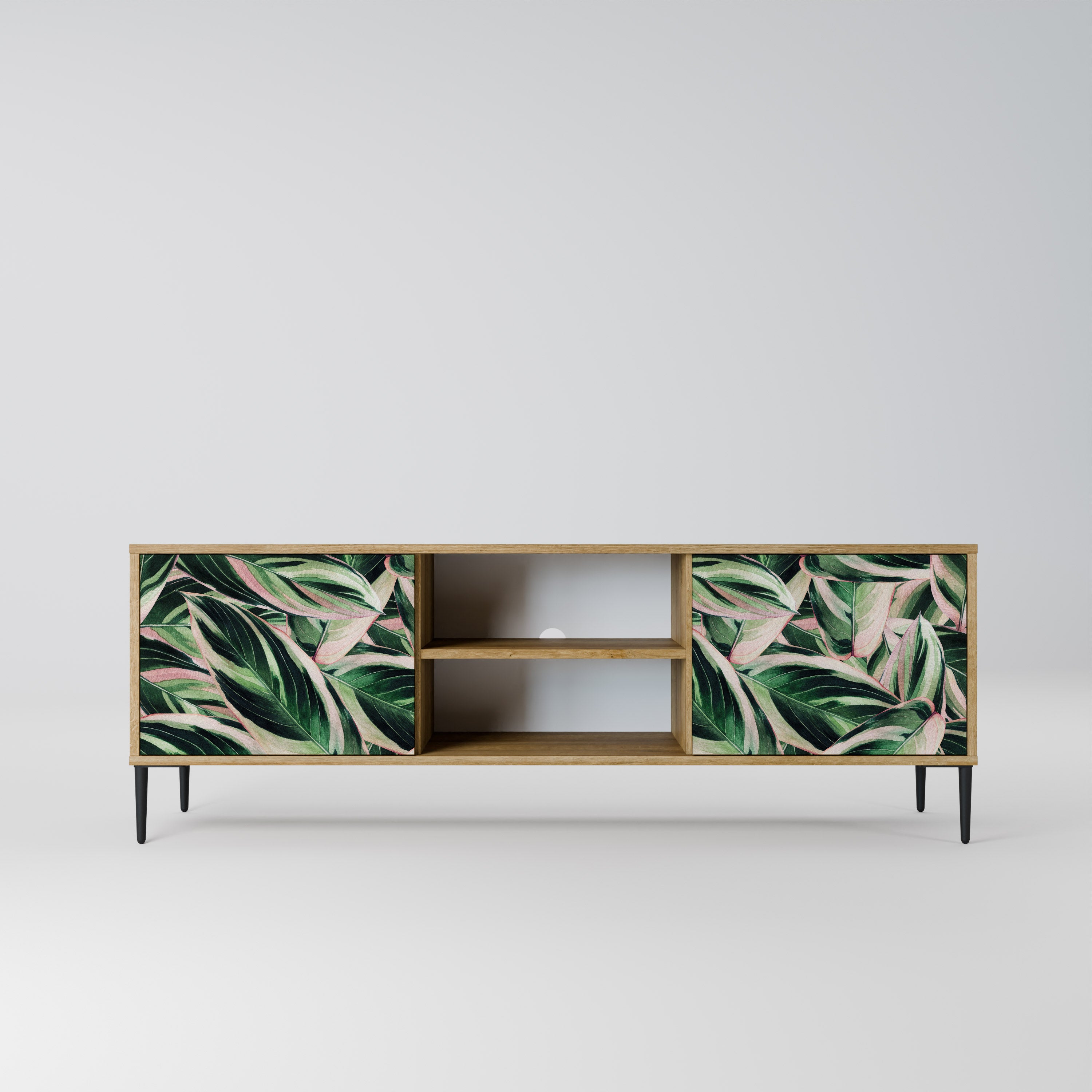 Mueble de TV de 2 puertas EERIE STROMANTHE con efecto roble