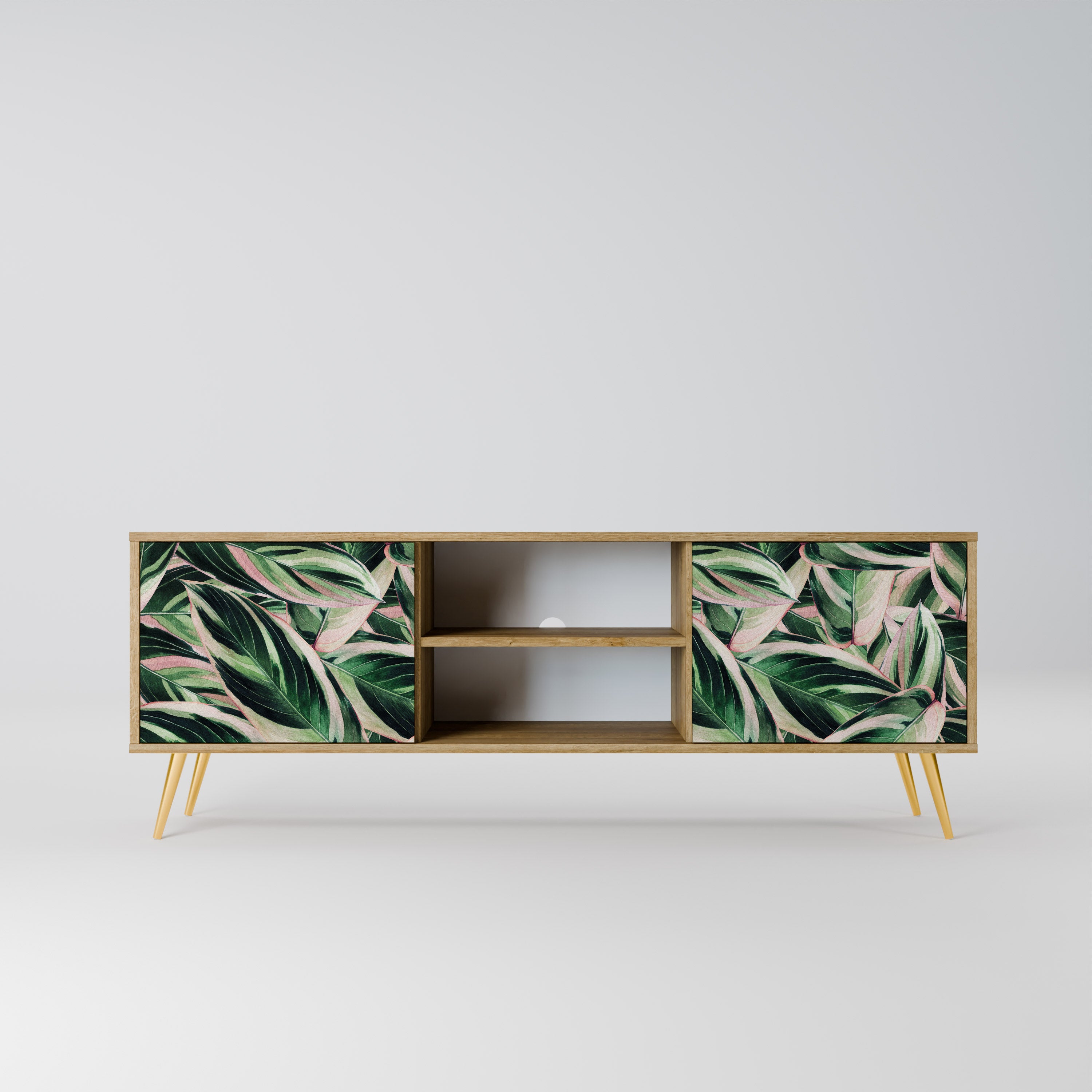Mueble de TV de 2 puertas EERIE STROMANTHE con efecto roble