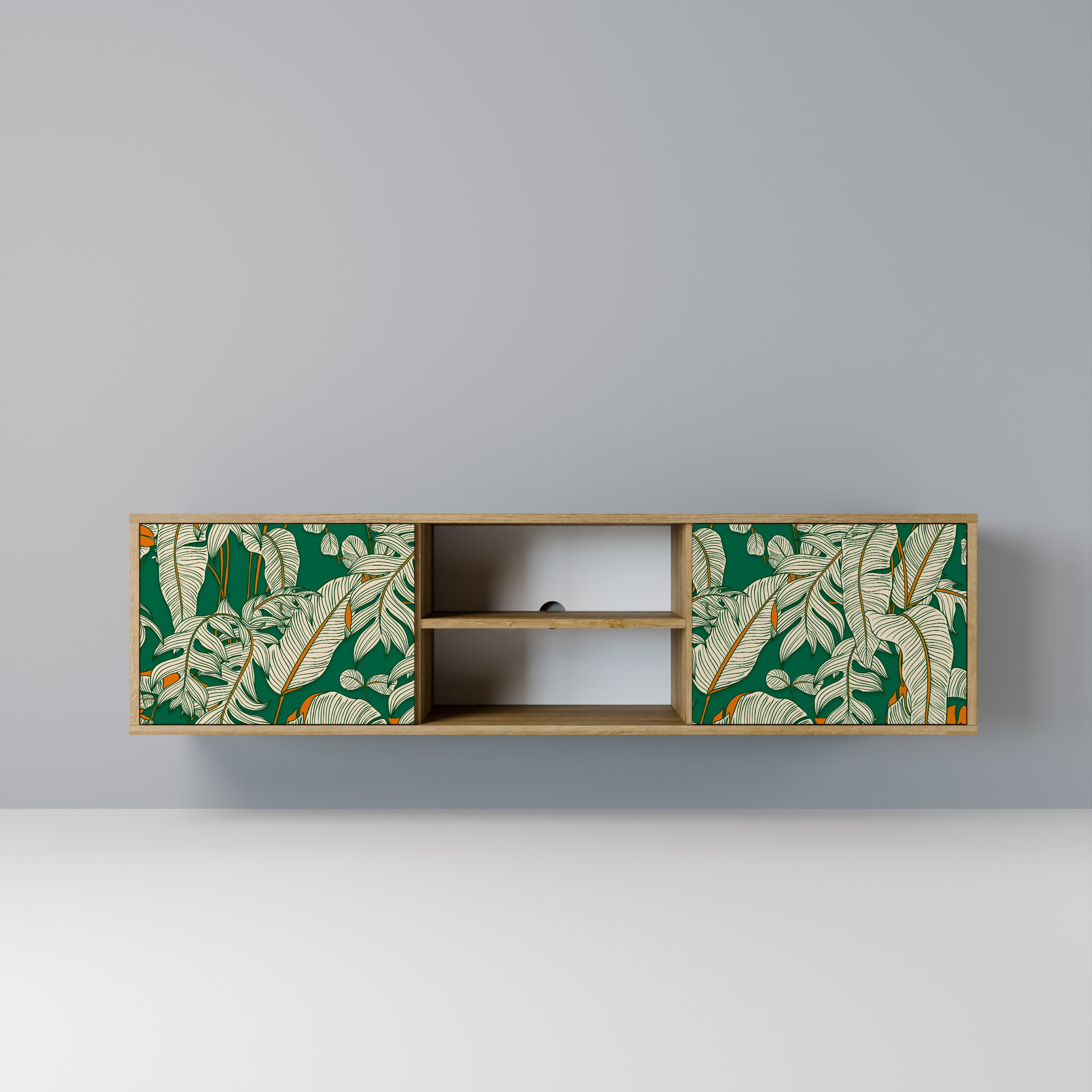 Mueble de TV de 2 puertas VERDANT PLEASURES con efecto roble