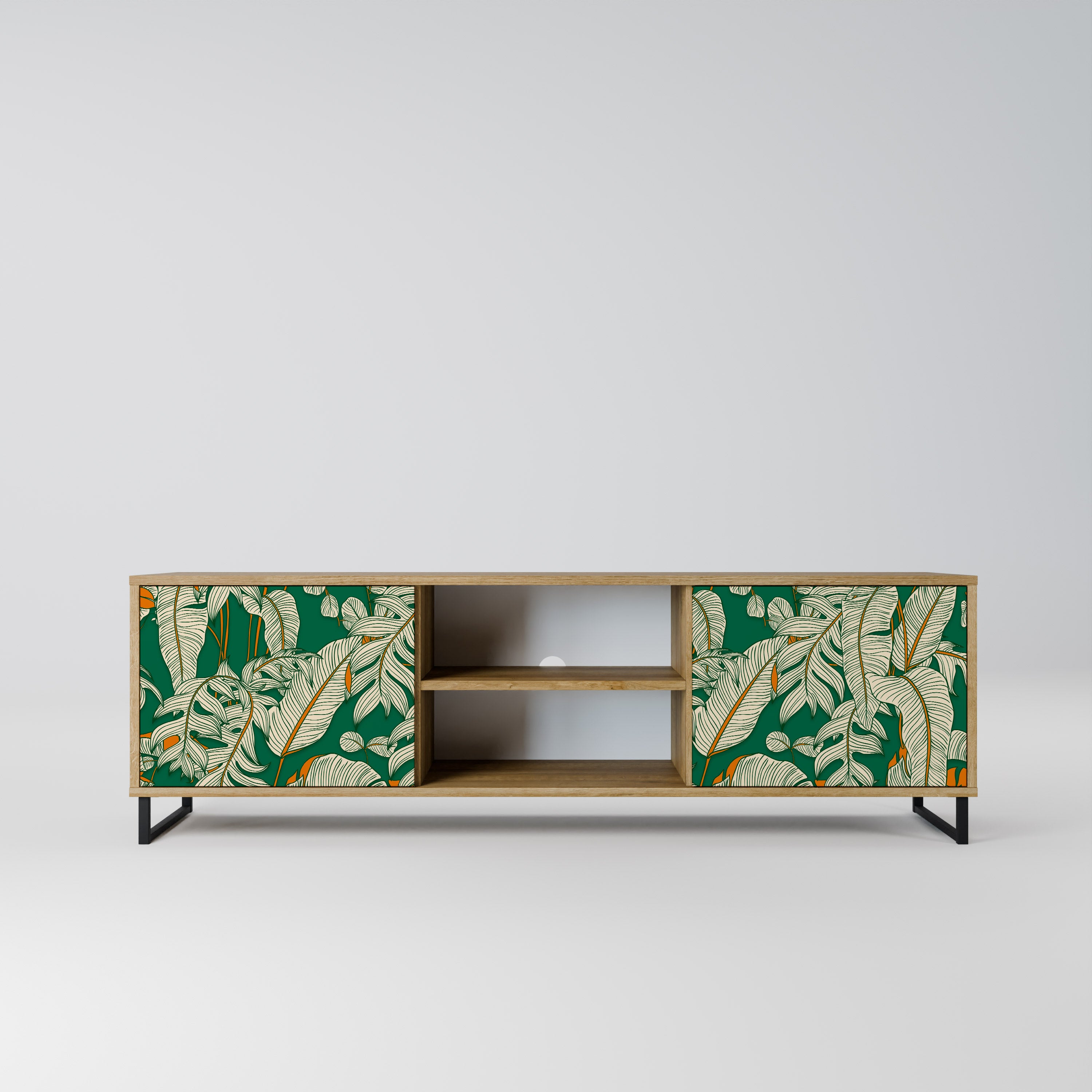 Mueble de TV de 2 puertas VERDANT PLEASURES con efecto roble