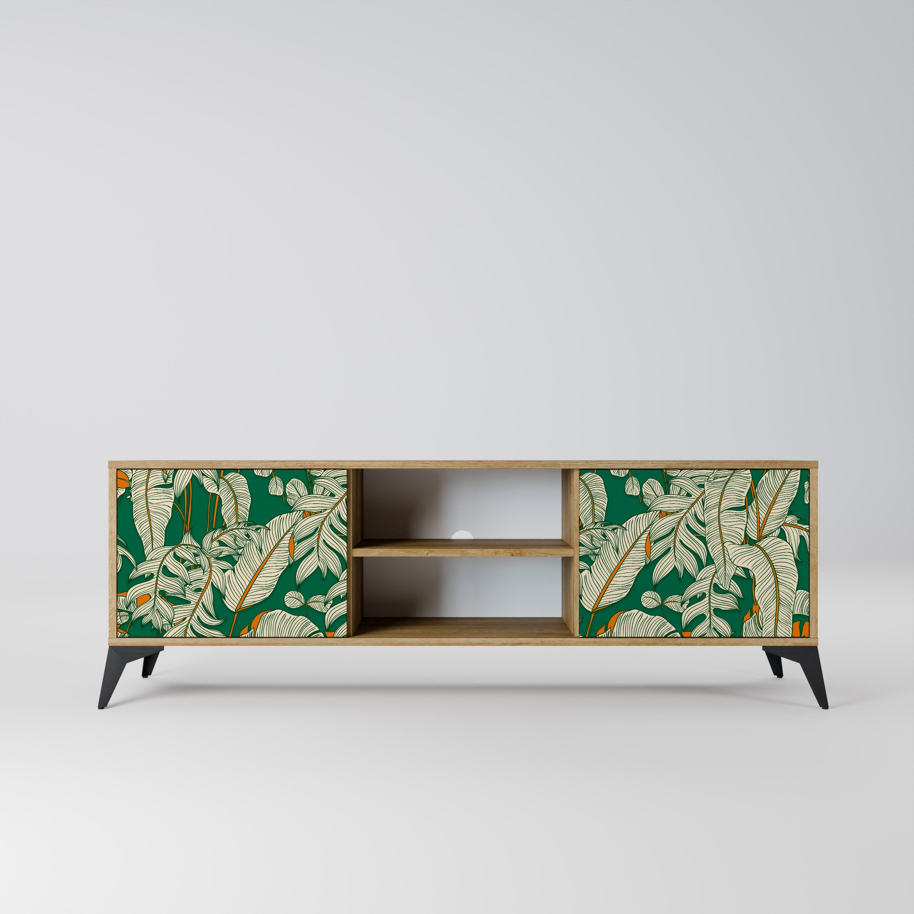 Mueble de TV de 2 puertas VERDANT PLEASURES con efecto roble