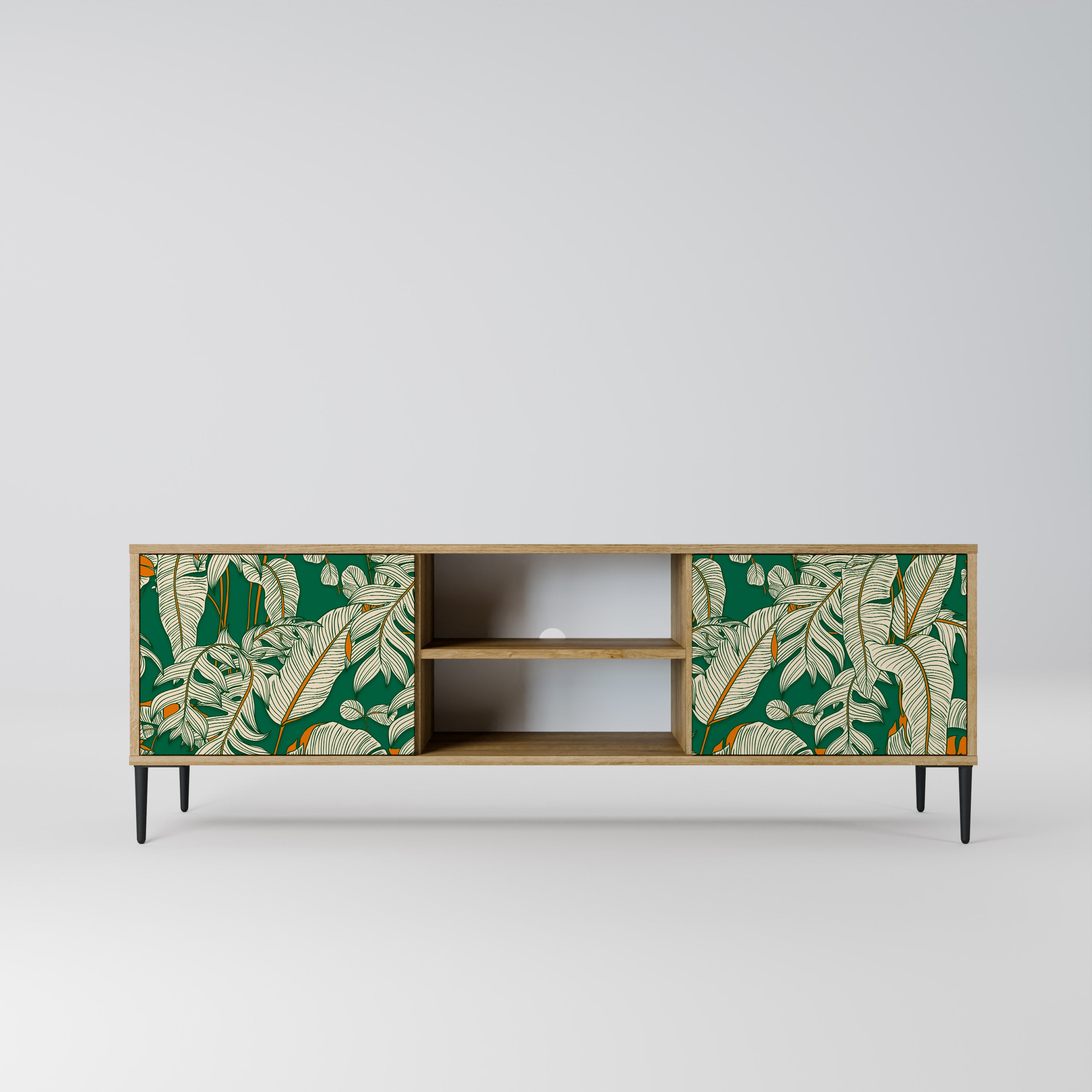 Mueble de TV de 2 puertas VERDANT PLEASURES con efecto roble