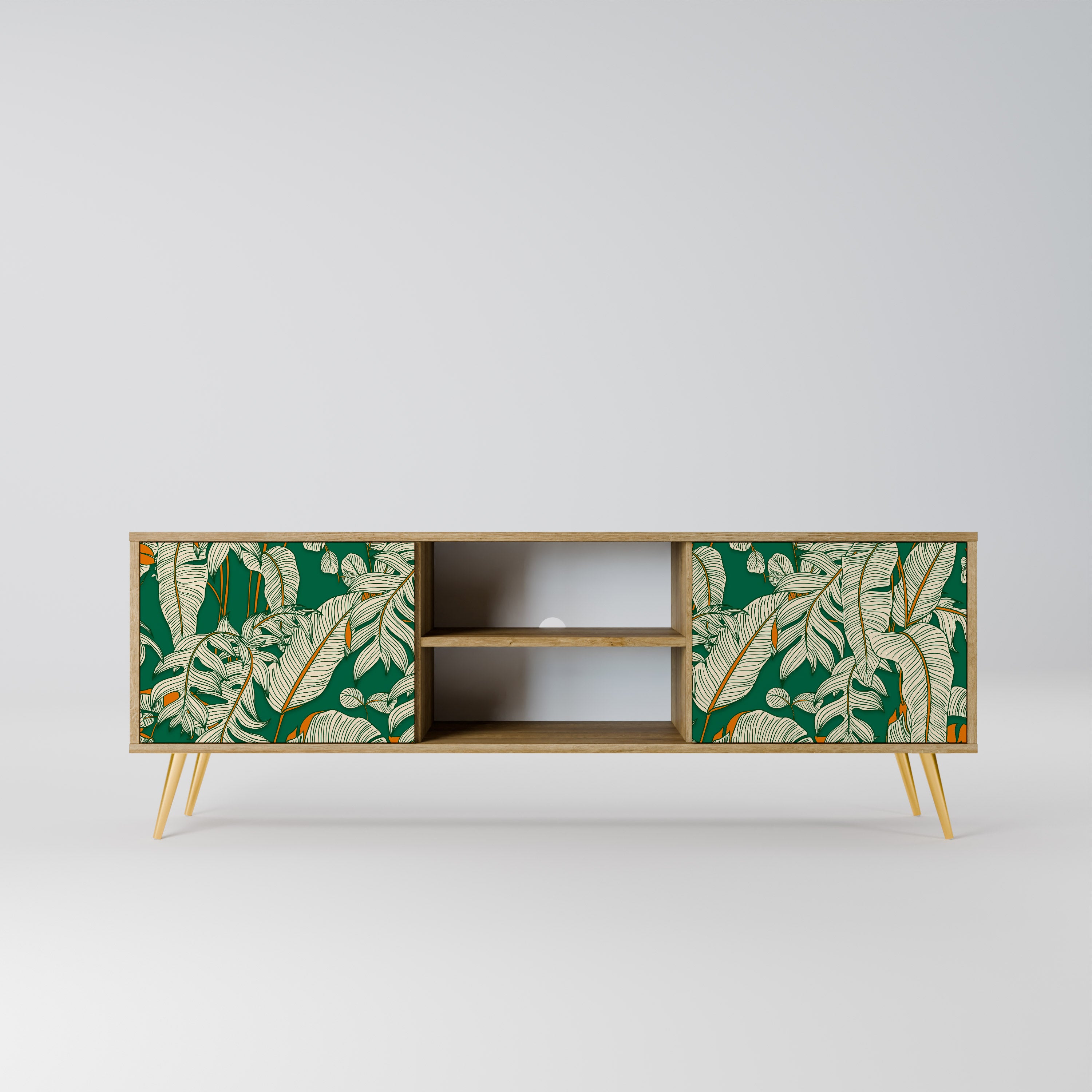 Mueble de TV de 2 puertas VERDANT PLEASURES con efecto roble