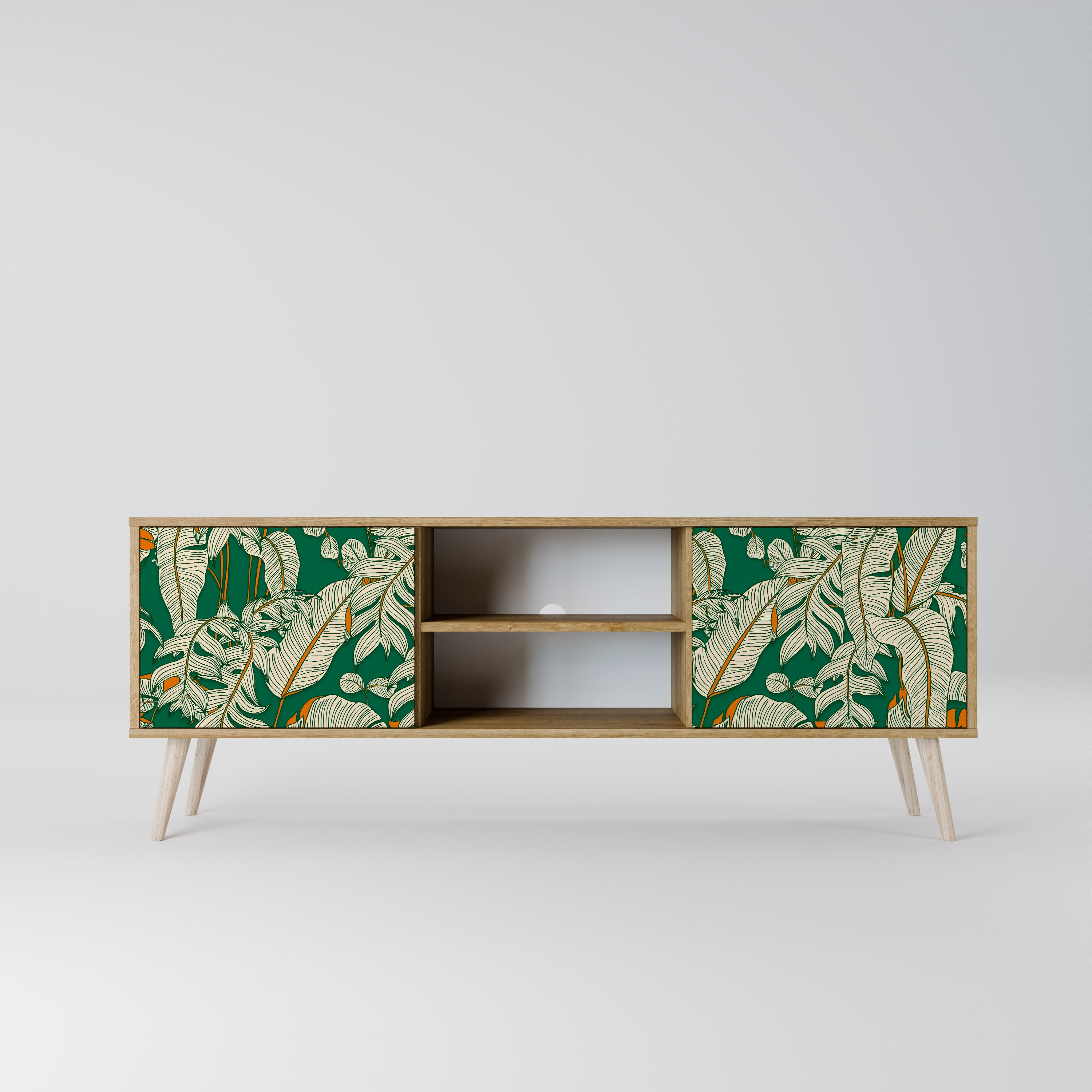 Mueble de TV de 2 puertas VERDANT PLEASURES con efecto roble