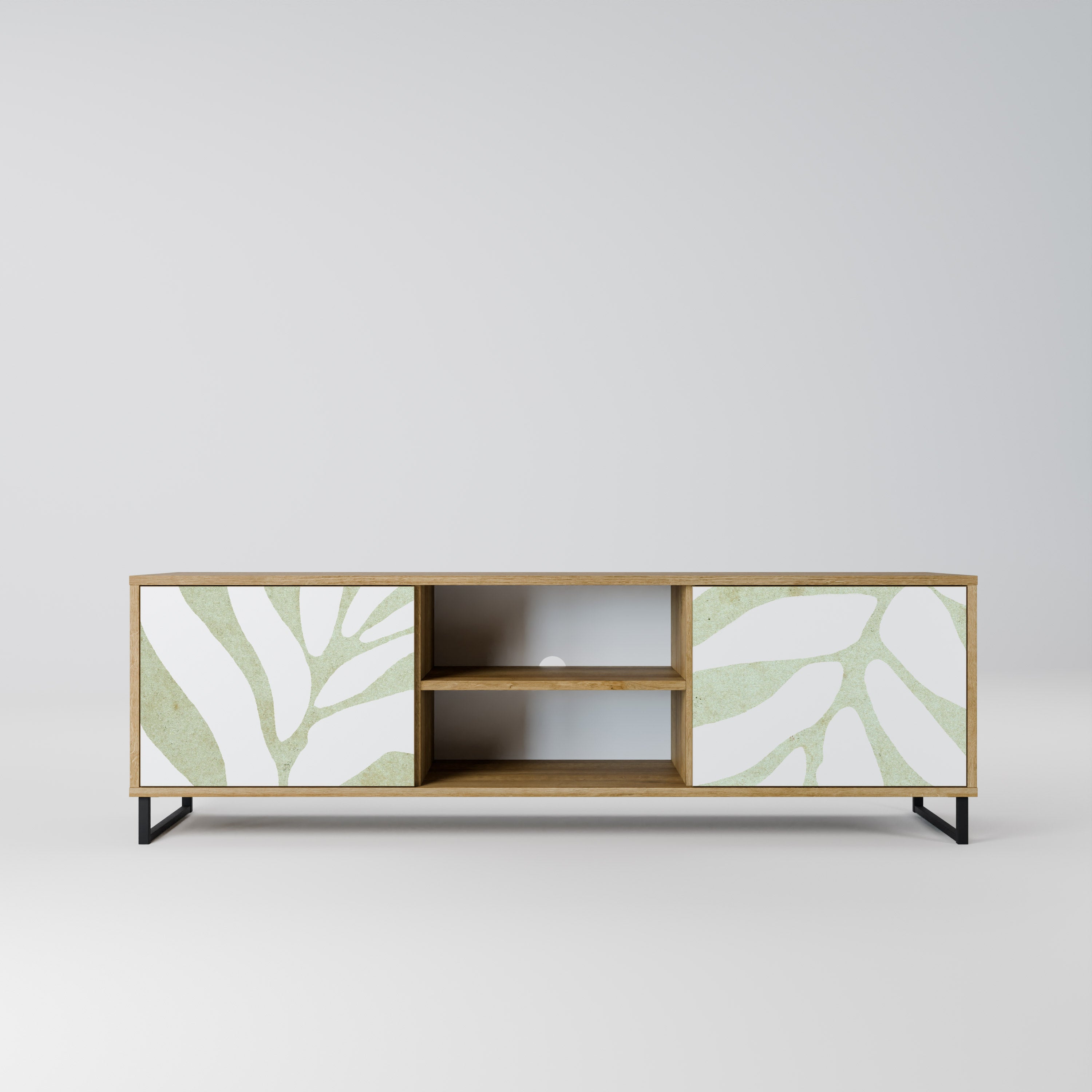 Mueble de TV de 2 puertas BOTANICAL SPARK con efecto roble