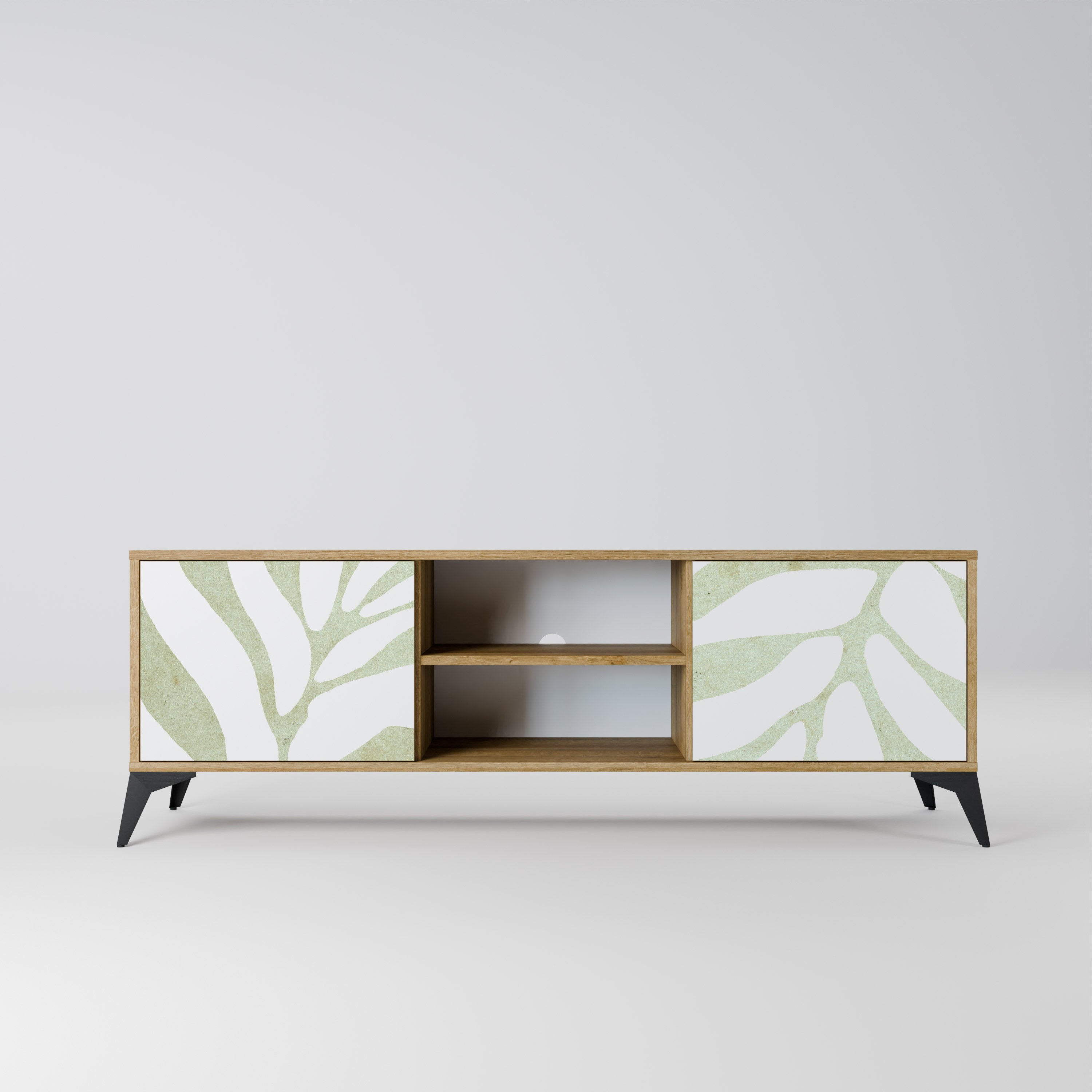 Mueble de TV de 2 puertas BOTANICAL SPARK con efecto roble
