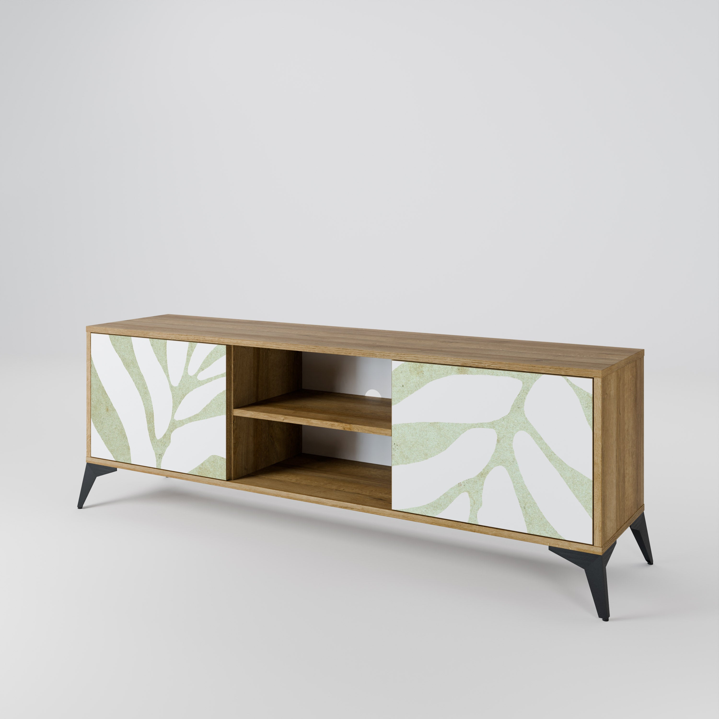 Mueble de TV de 2 puertas BOTANICAL SPARK con efecto roble