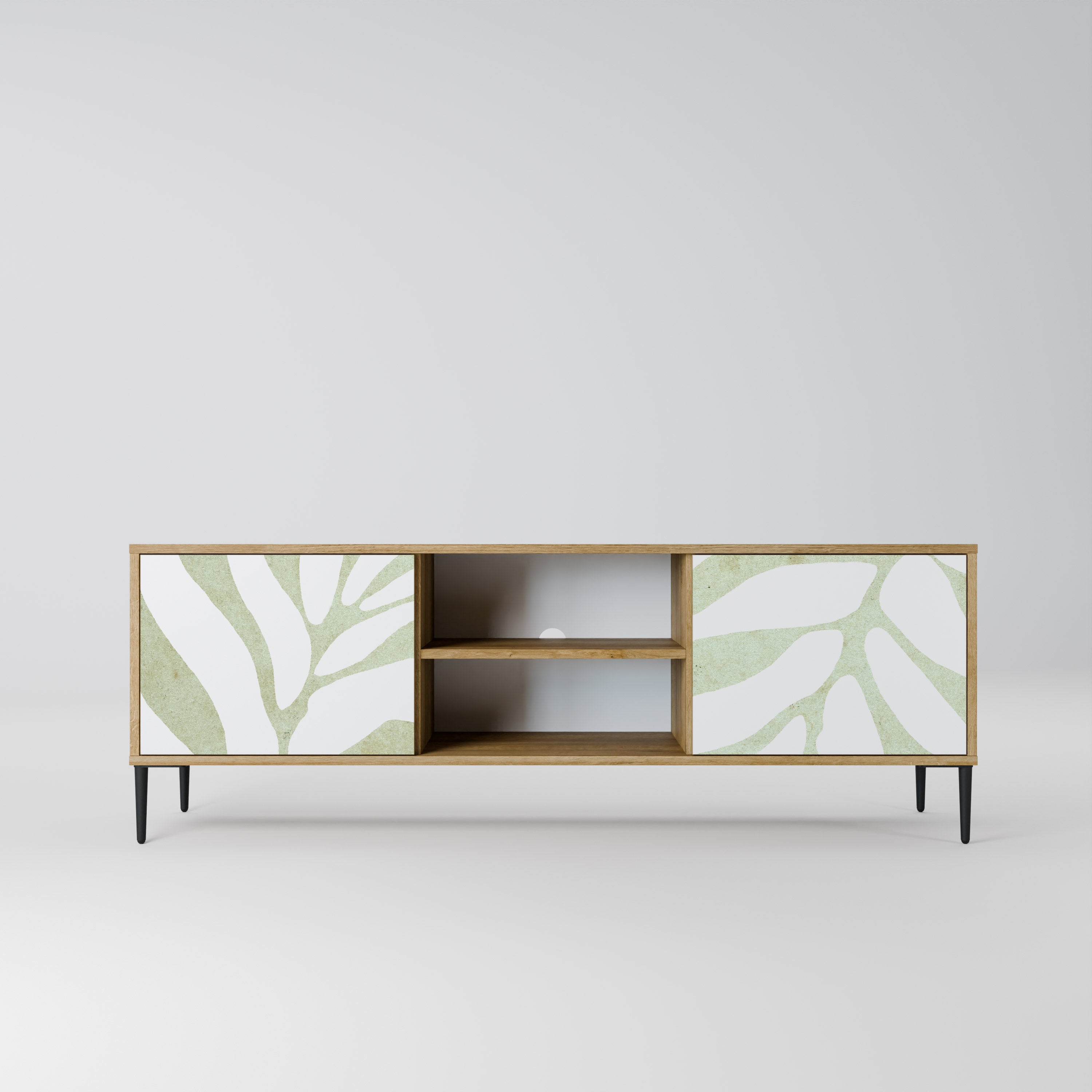 Mueble de TV de 2 puertas BOTANICAL SPARK con efecto roble