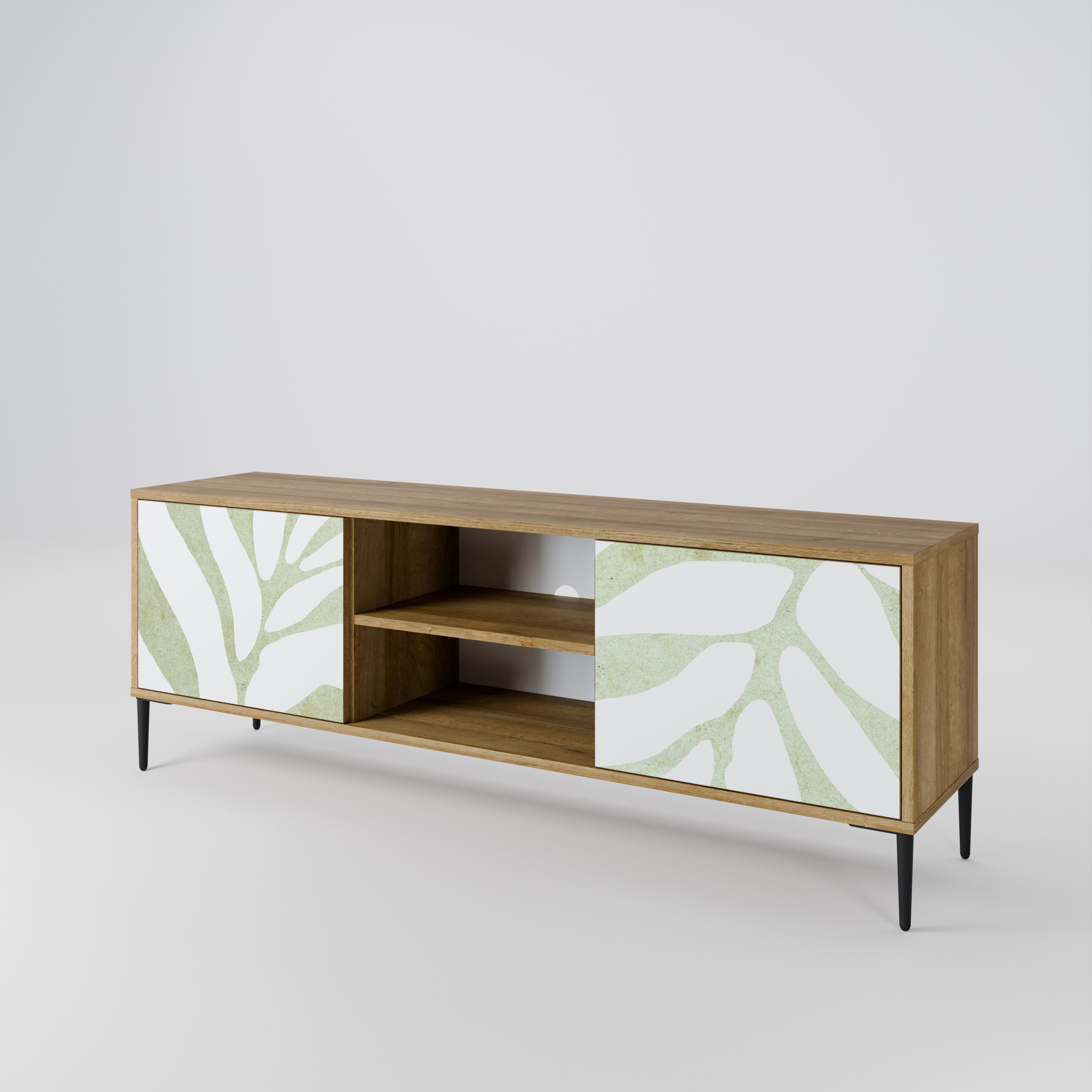 Mueble de TV de 2 puertas BOTANICAL SPARK con efecto roble