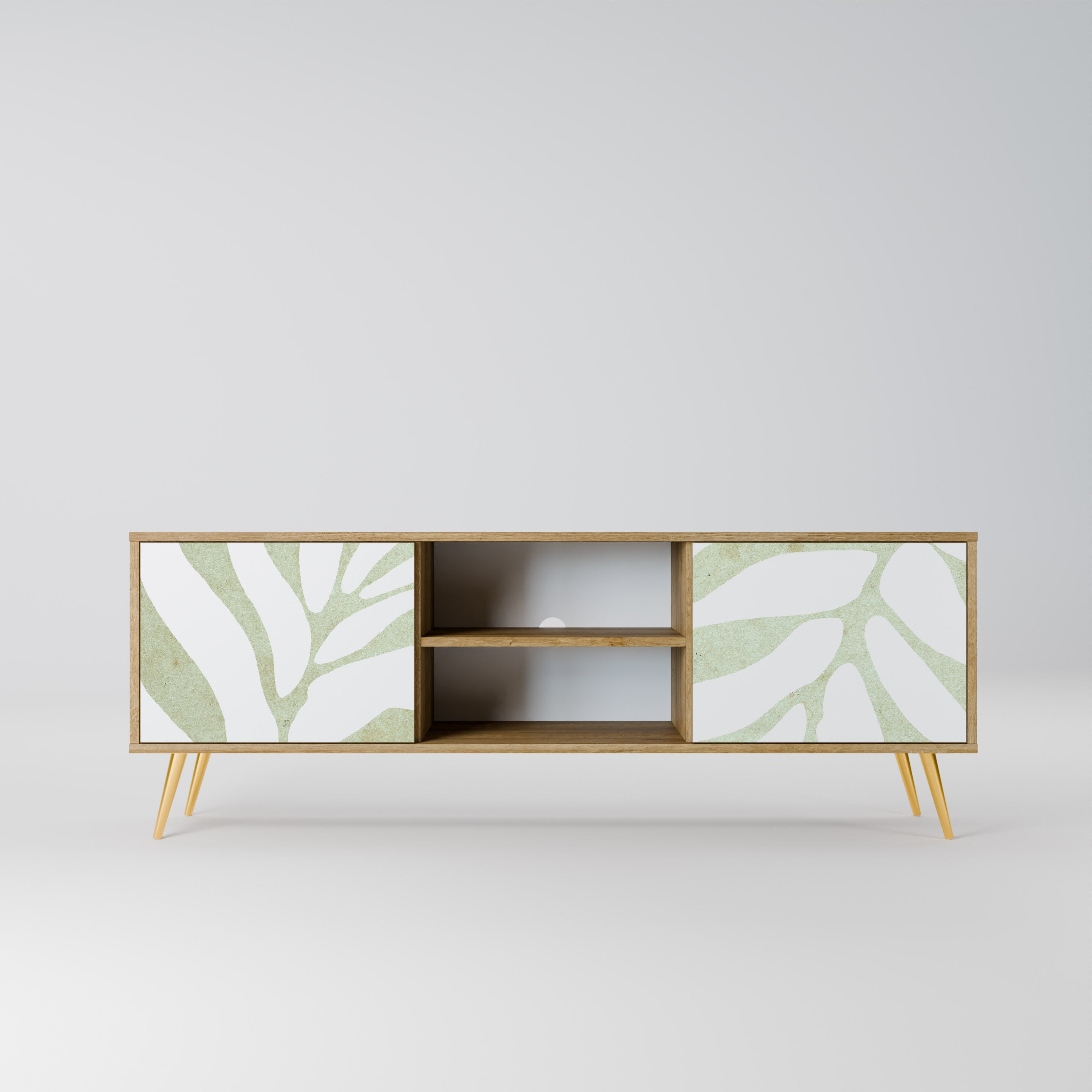 Mueble de TV de 2 puertas BOTANICAL SPARK con efecto roble