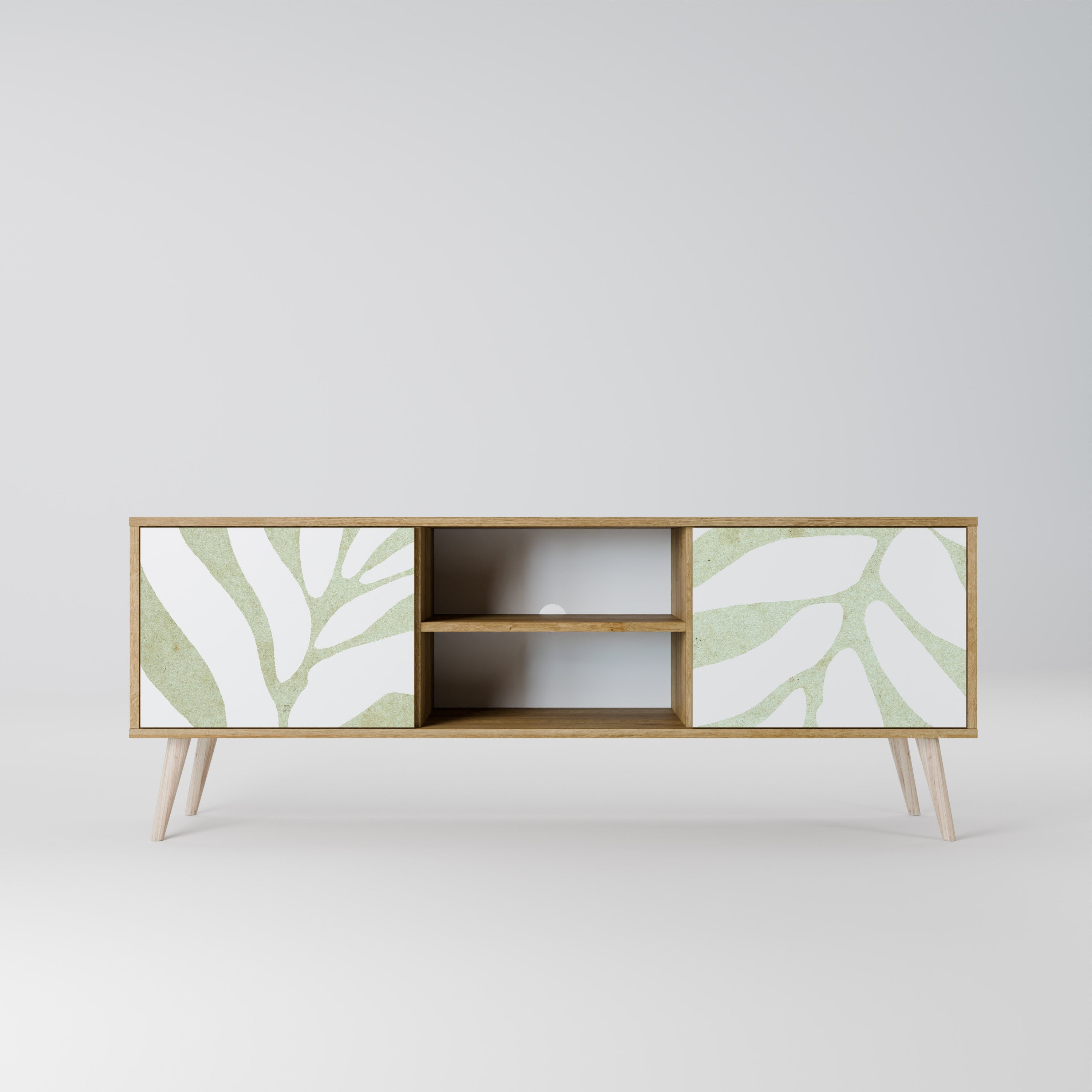 Mueble de TV de 2 puertas BOTANICAL SPARK con efecto roble