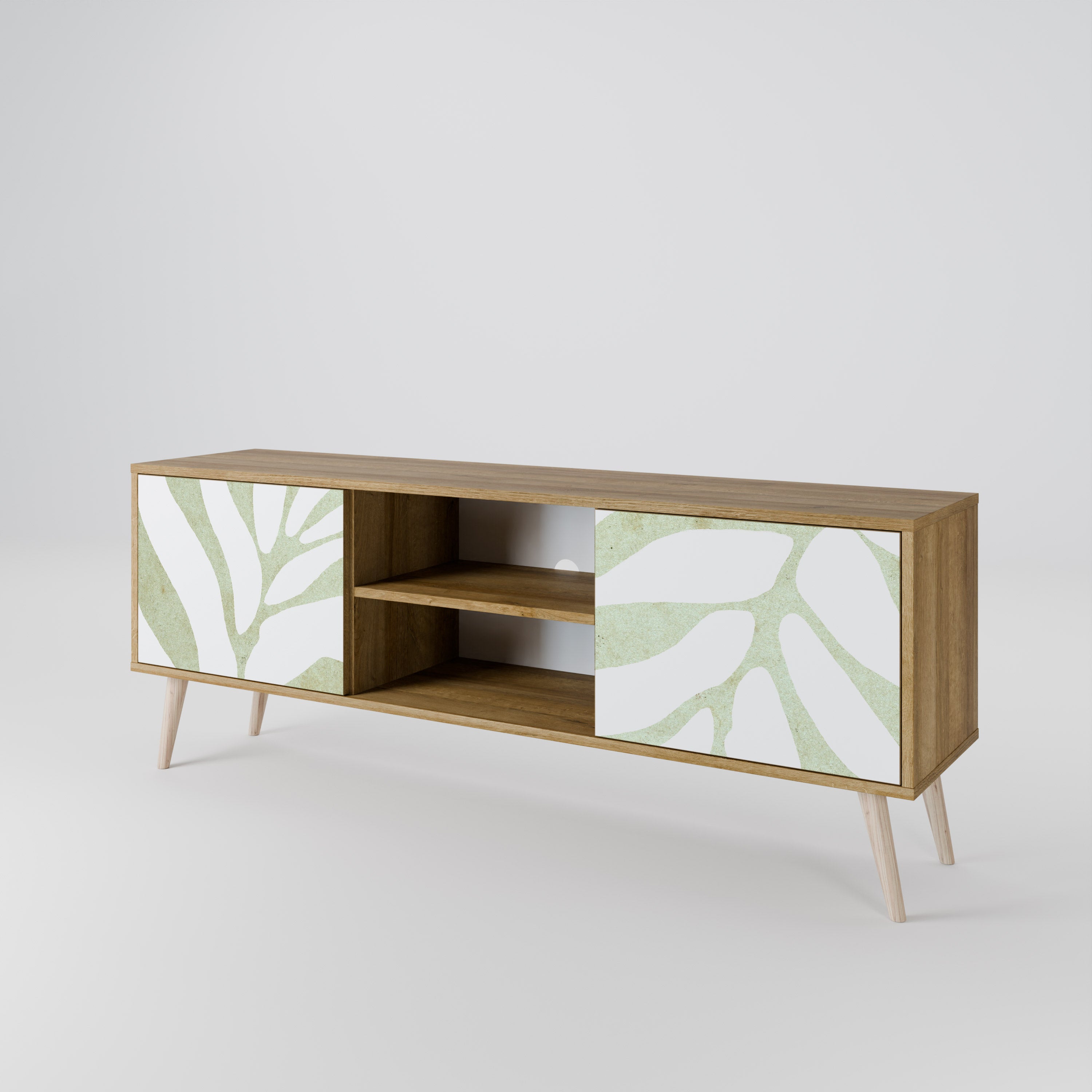 Mueble de TV de 2 puertas BOTANICAL SPARK con efecto roble