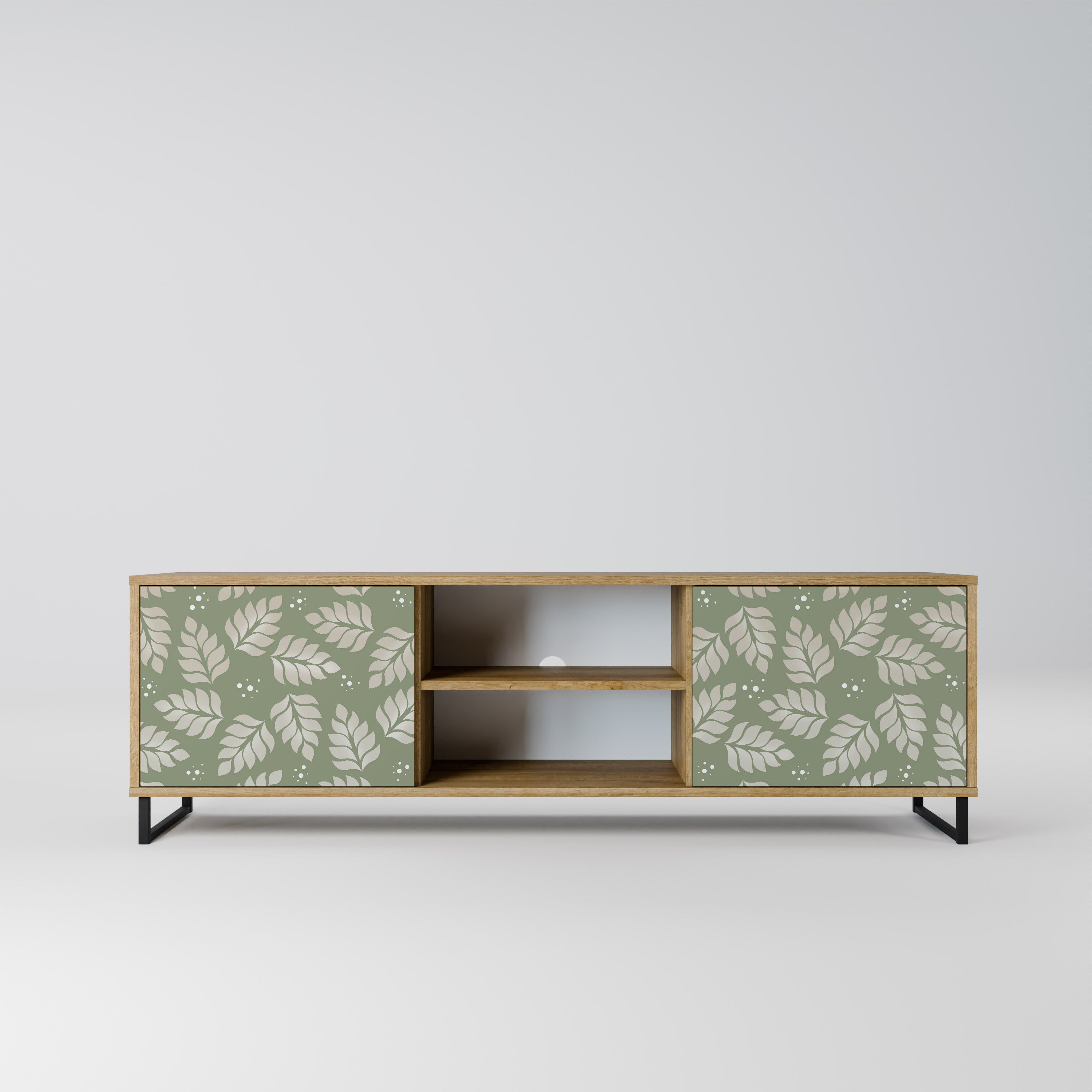 Mueble de TV de 2 puertas LEAVES ON GREEN con efecto roble
