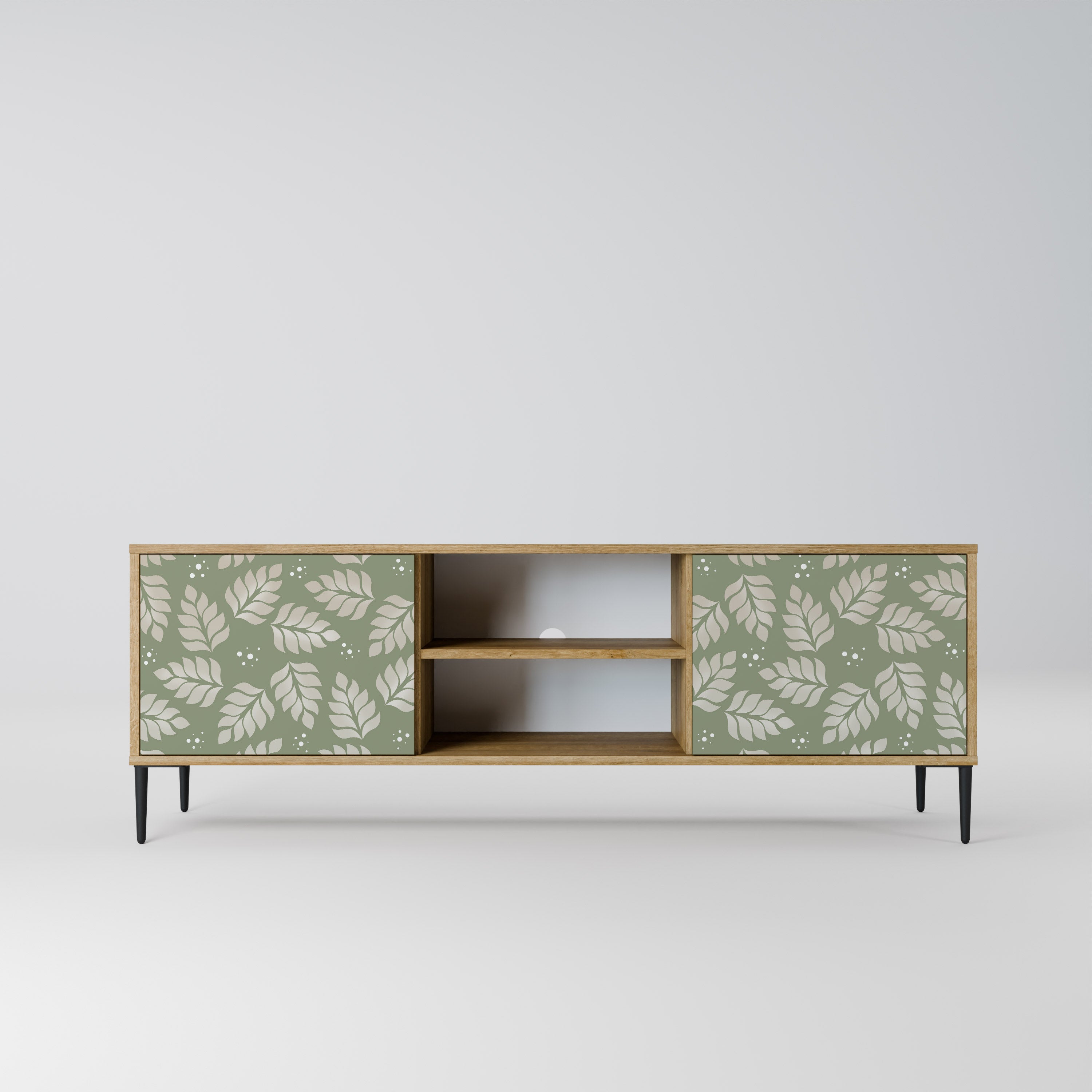 Mueble de TV de 2 puertas LEAVES ON GREEN con efecto roble