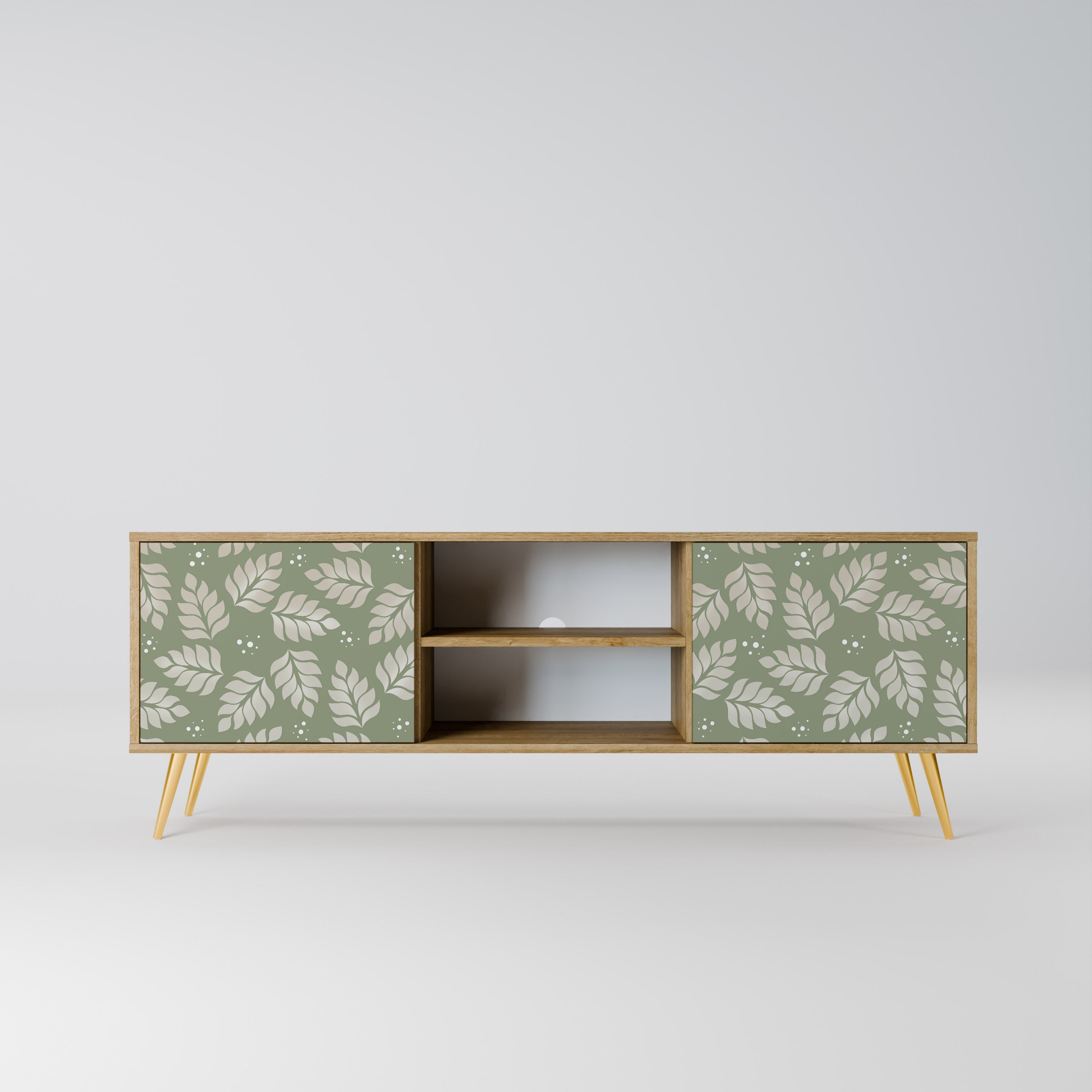 Mueble de TV de 2 puertas LEAVES ON GREEN con efecto roble