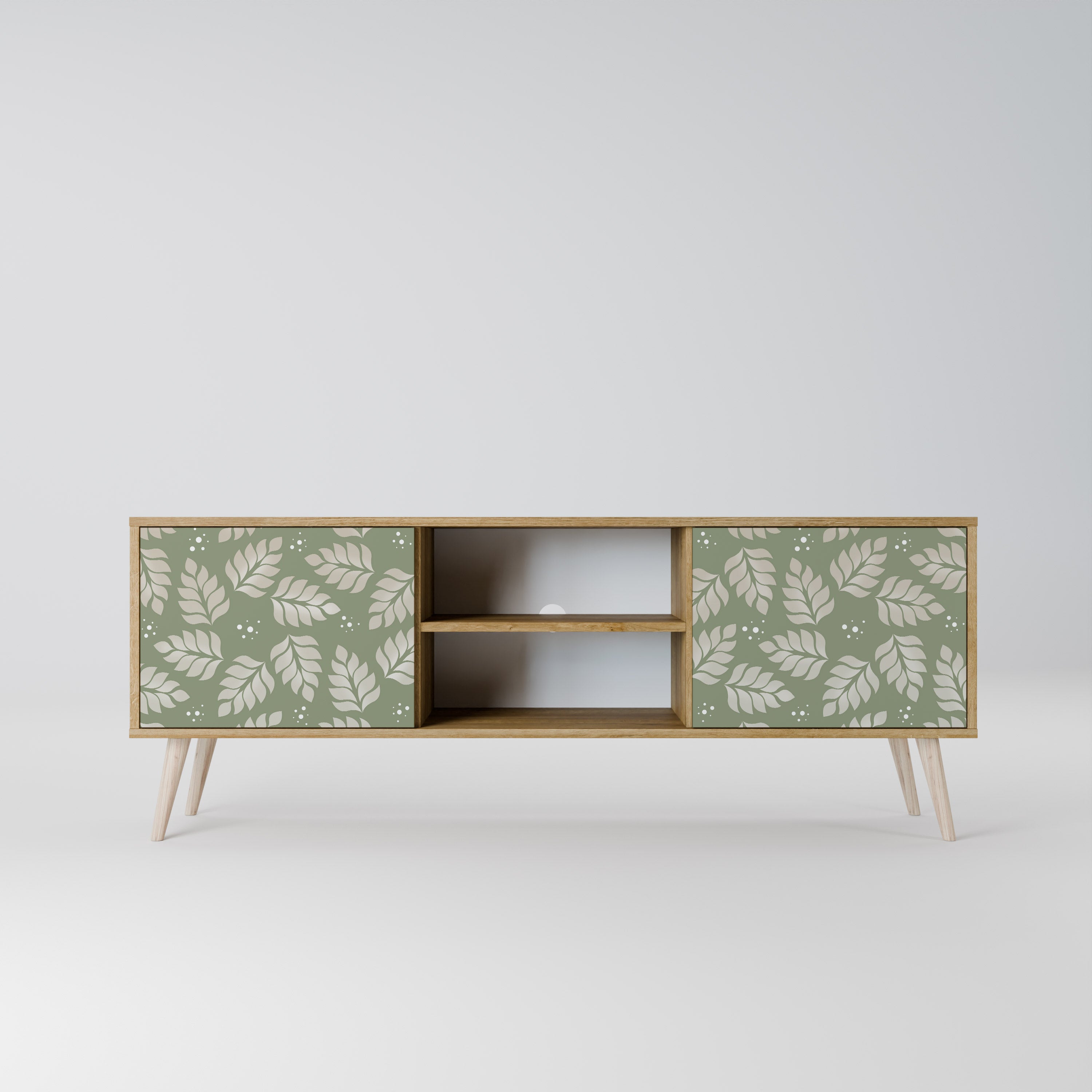 Mueble de TV de 2 puertas LEAVES ON GREEN con efecto roble