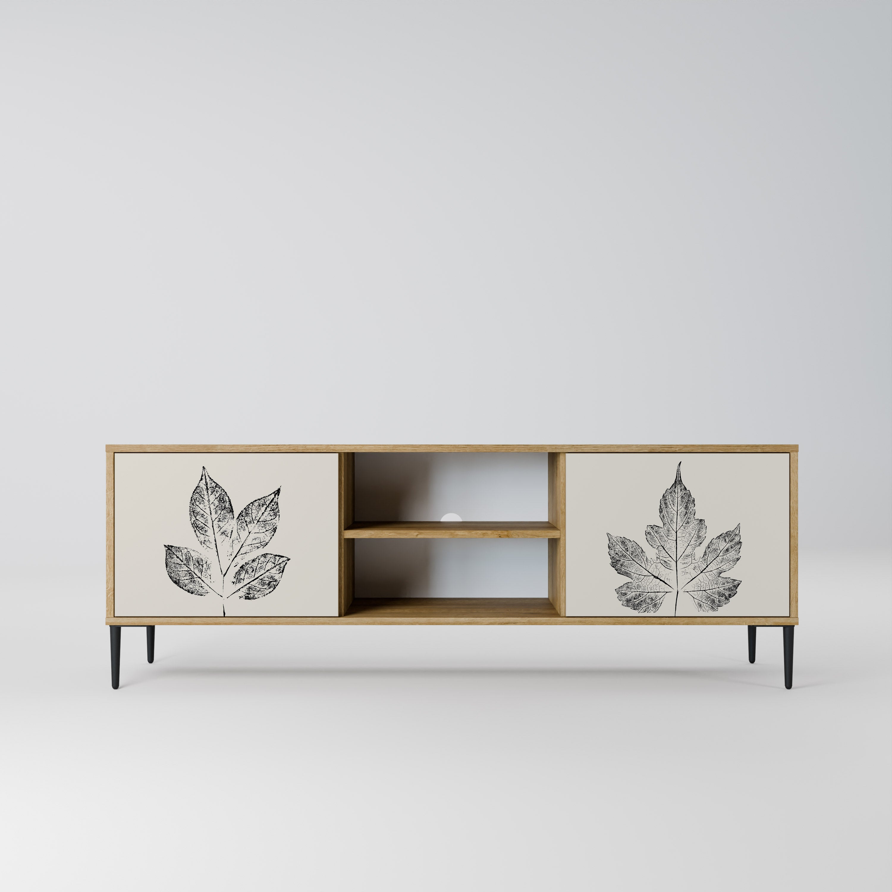 Mueble de TV de 2 puertas con efecto roble LEAFY STAMPS