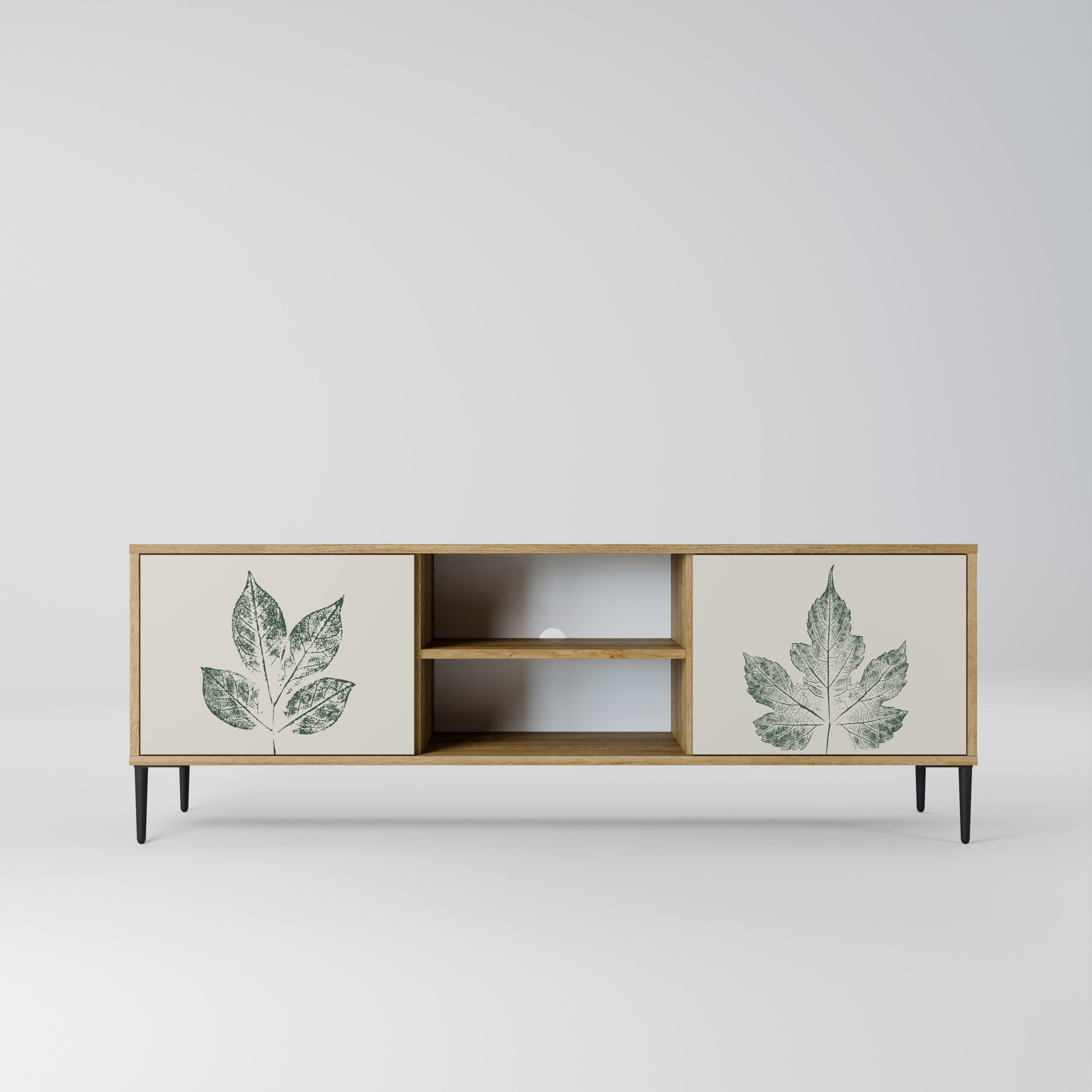 Mueble de TV de 2 puertas con efecto roble GREEN LEAFY STAMPS
