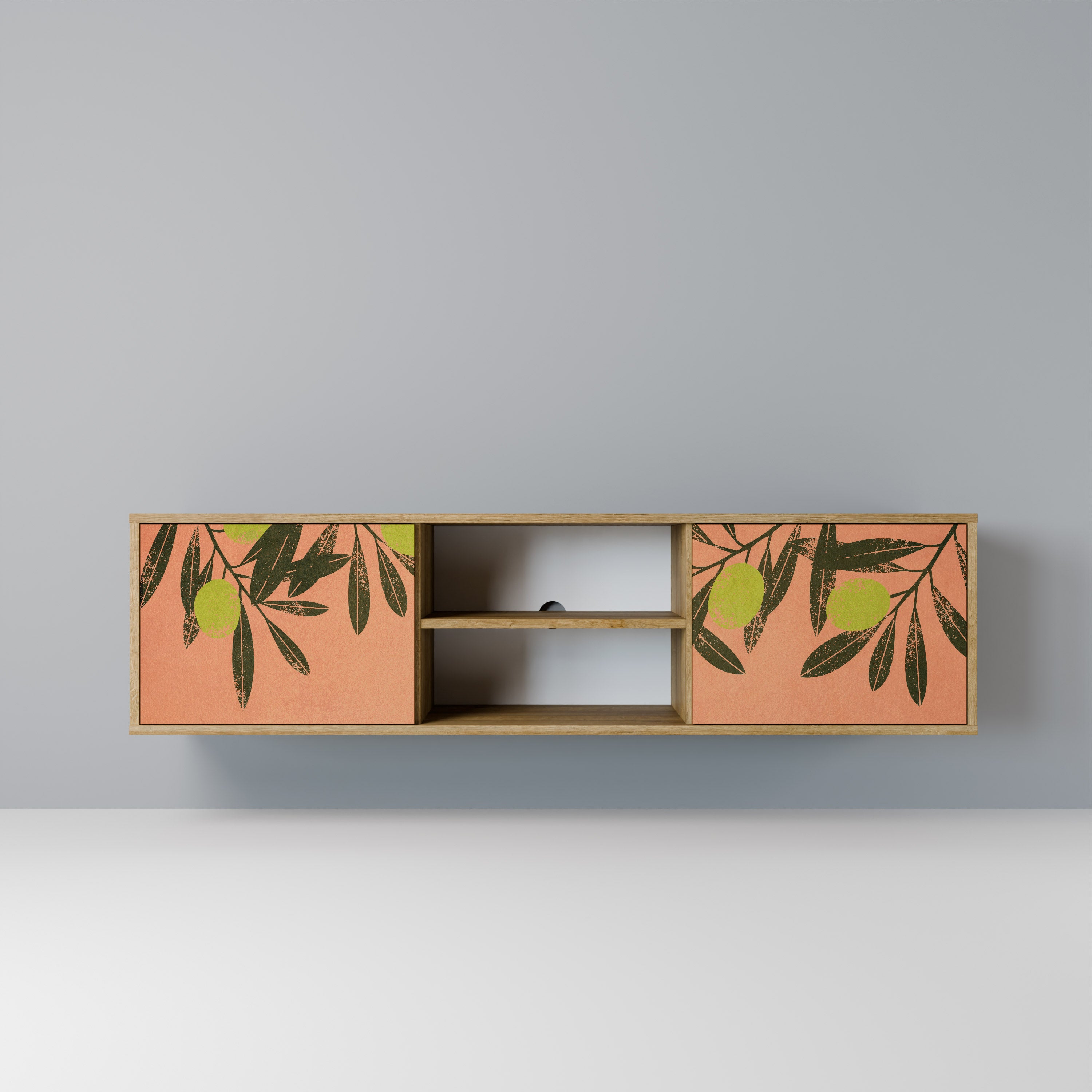 Mueble de TV de 2 puertas JUICY OLIVES con efecto roble