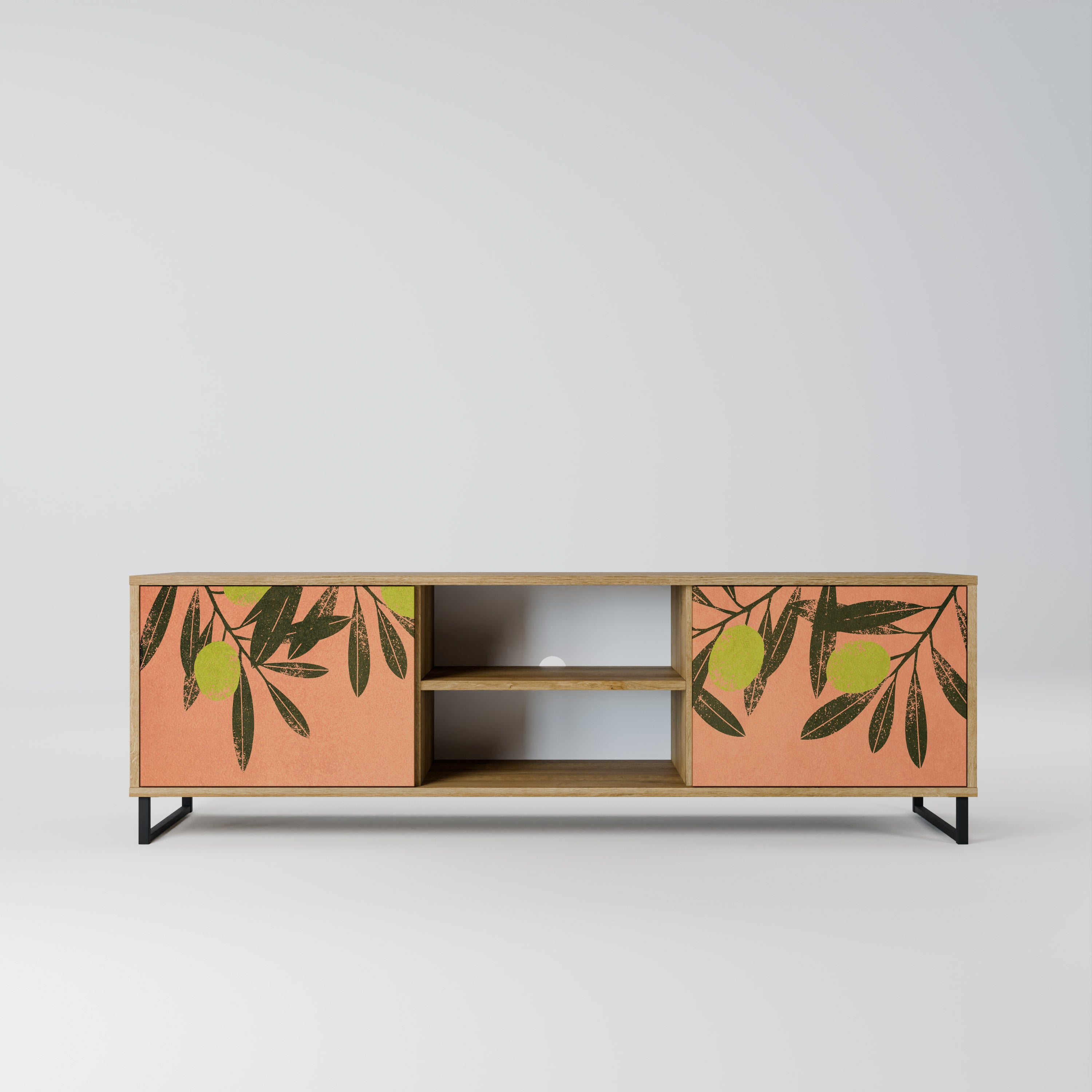 Mueble de TV de 2 puertas JUICY OLIVES con efecto roble