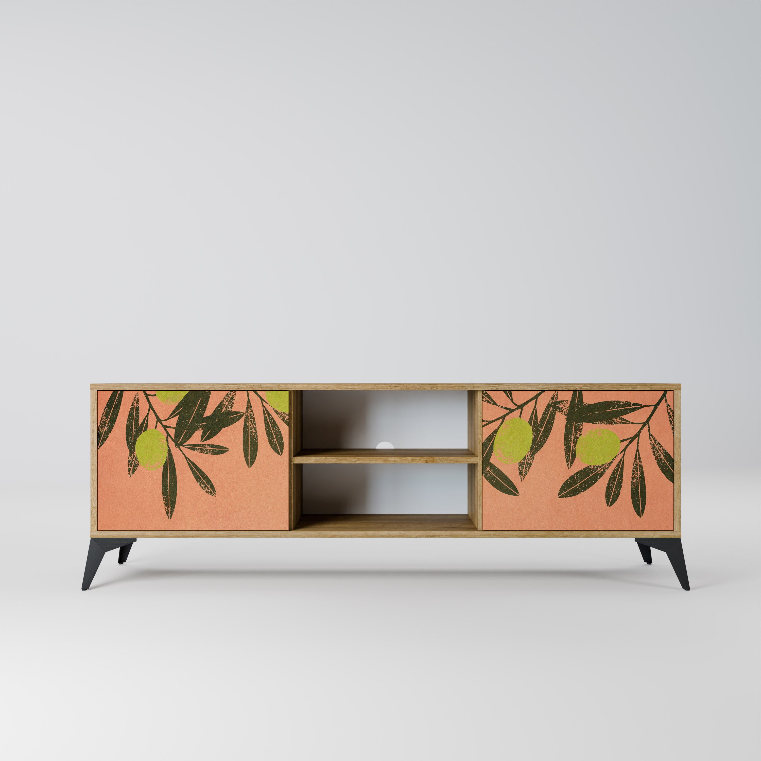 Mueble de TV de 2 puertas JUICY OLIVES con efecto roble