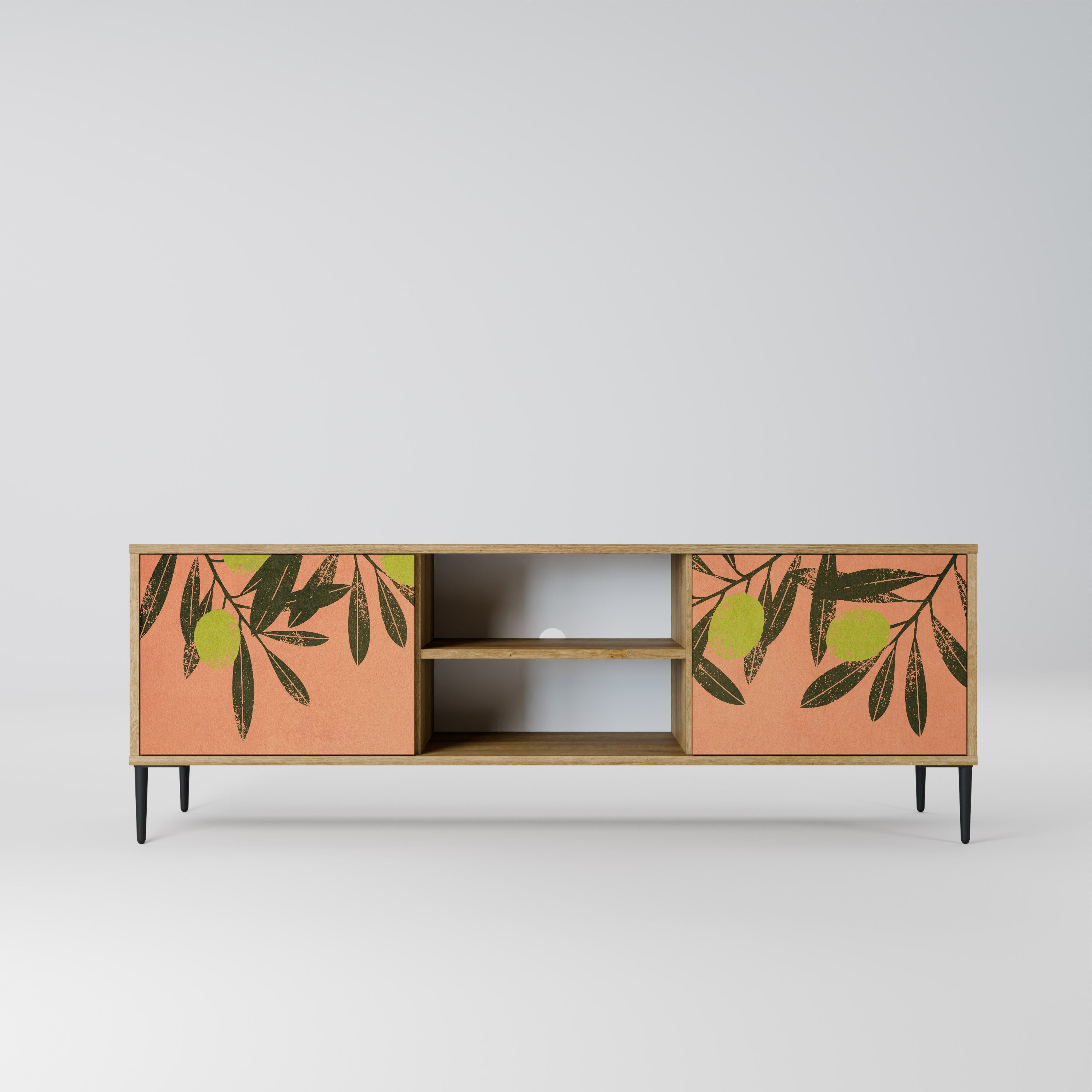 Mueble de TV de 2 puertas JUICY OLIVES con efecto roble