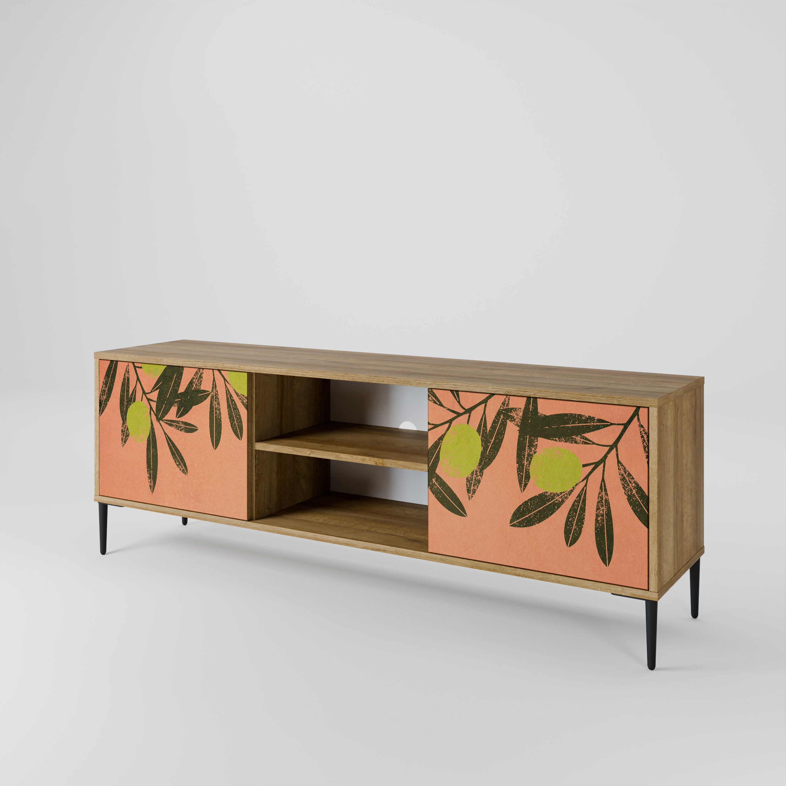 Mueble de TV de 2 puertas JUICY OLIVES con efecto roble