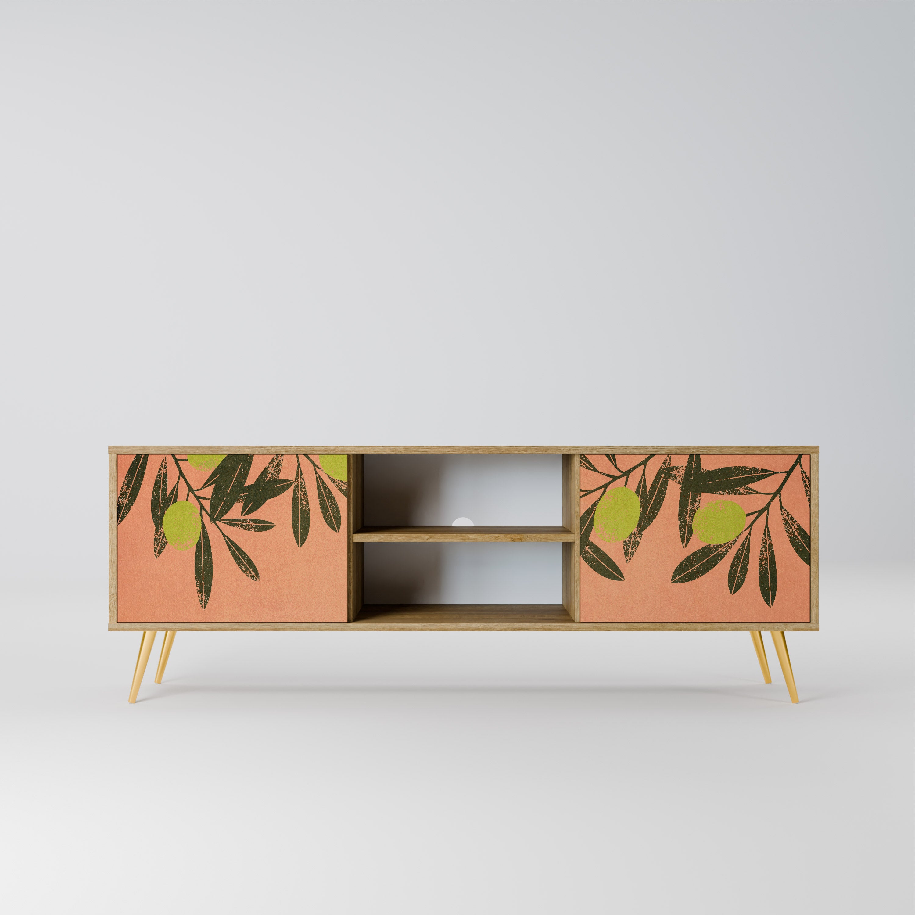 Mueble de TV de 2 puertas JUICY OLIVES con efecto roble