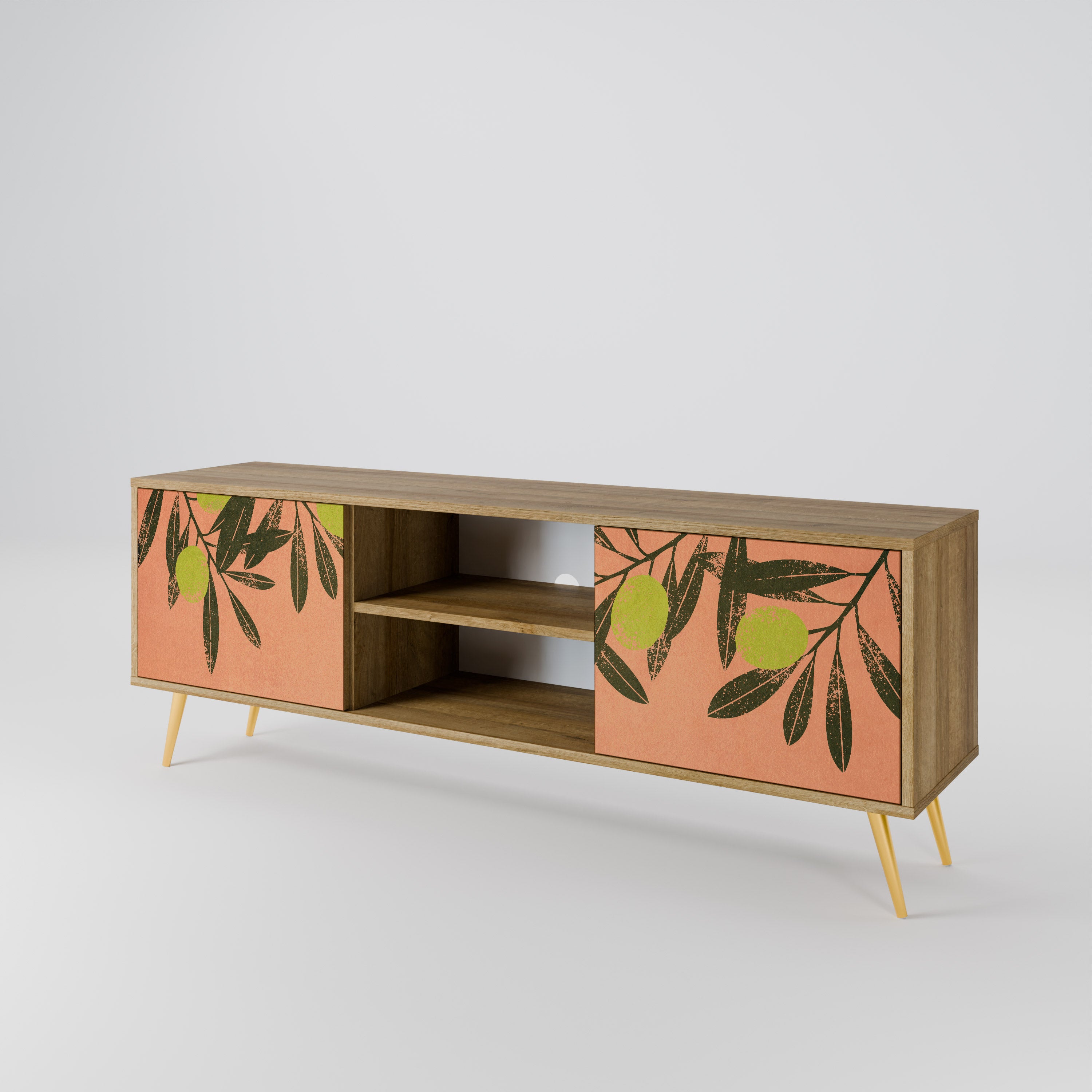 Mueble de TV de 2 puertas JUICY OLIVES con efecto roble