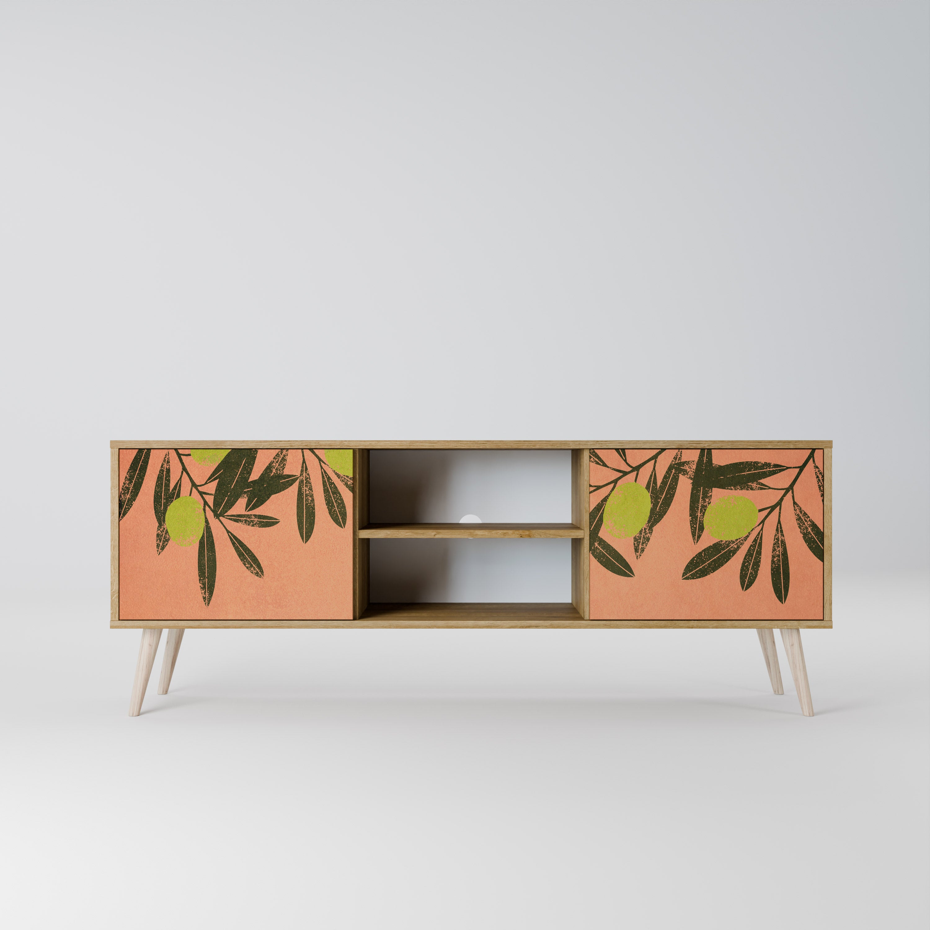 Mueble de TV de 2 puertas JUICY OLIVES con efecto roble