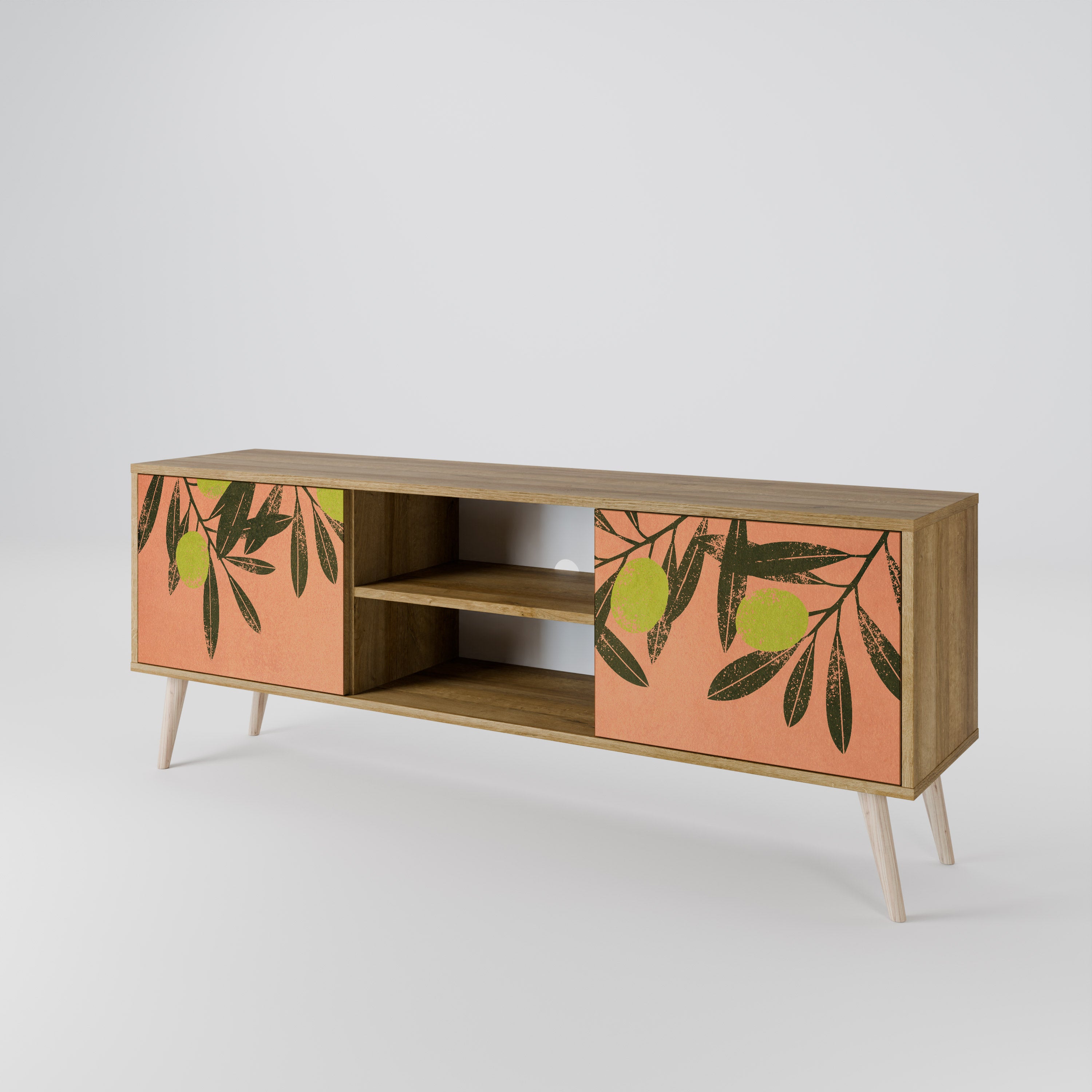 Mueble de TV de 2 puertas JUICY OLIVES con efecto roble