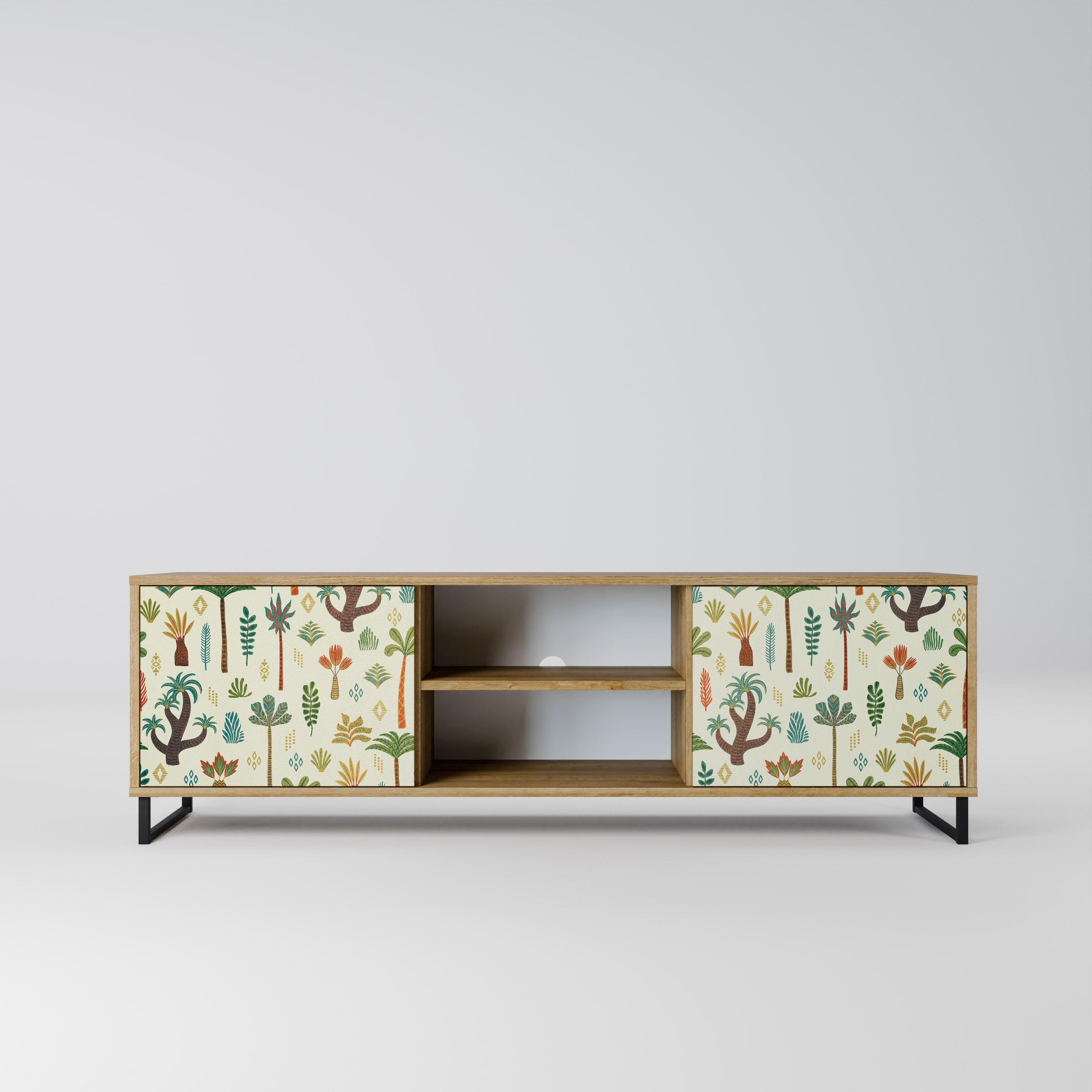 Mueble de TV de 2 puertas PALM SPRING con efecto roble