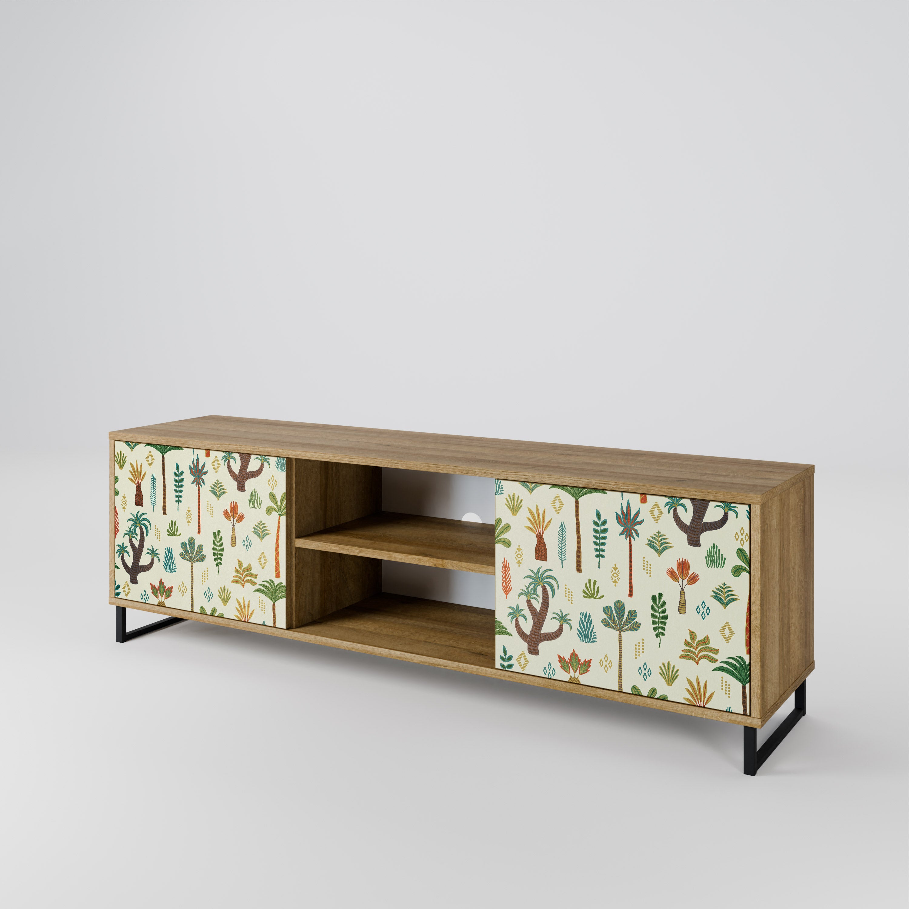 Mueble de TV de 2 puertas PALM SPRING con efecto roble