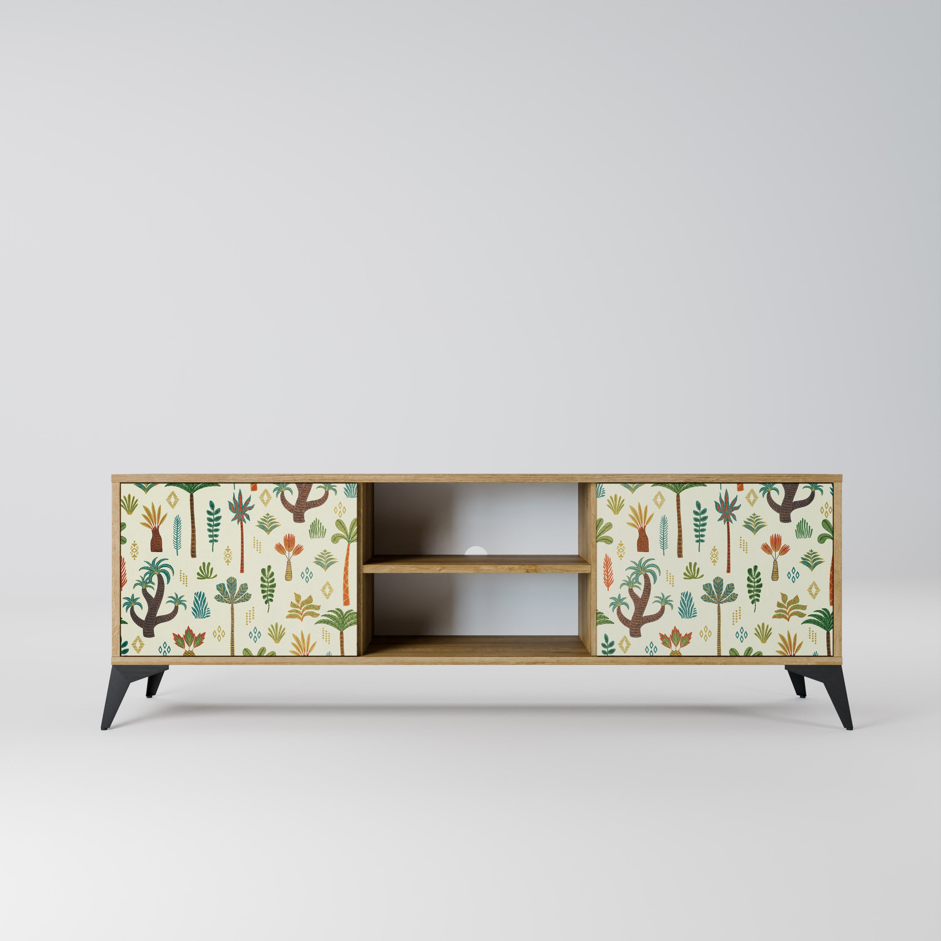 Mueble de TV de 2 puertas PALM SPRING con efecto roble