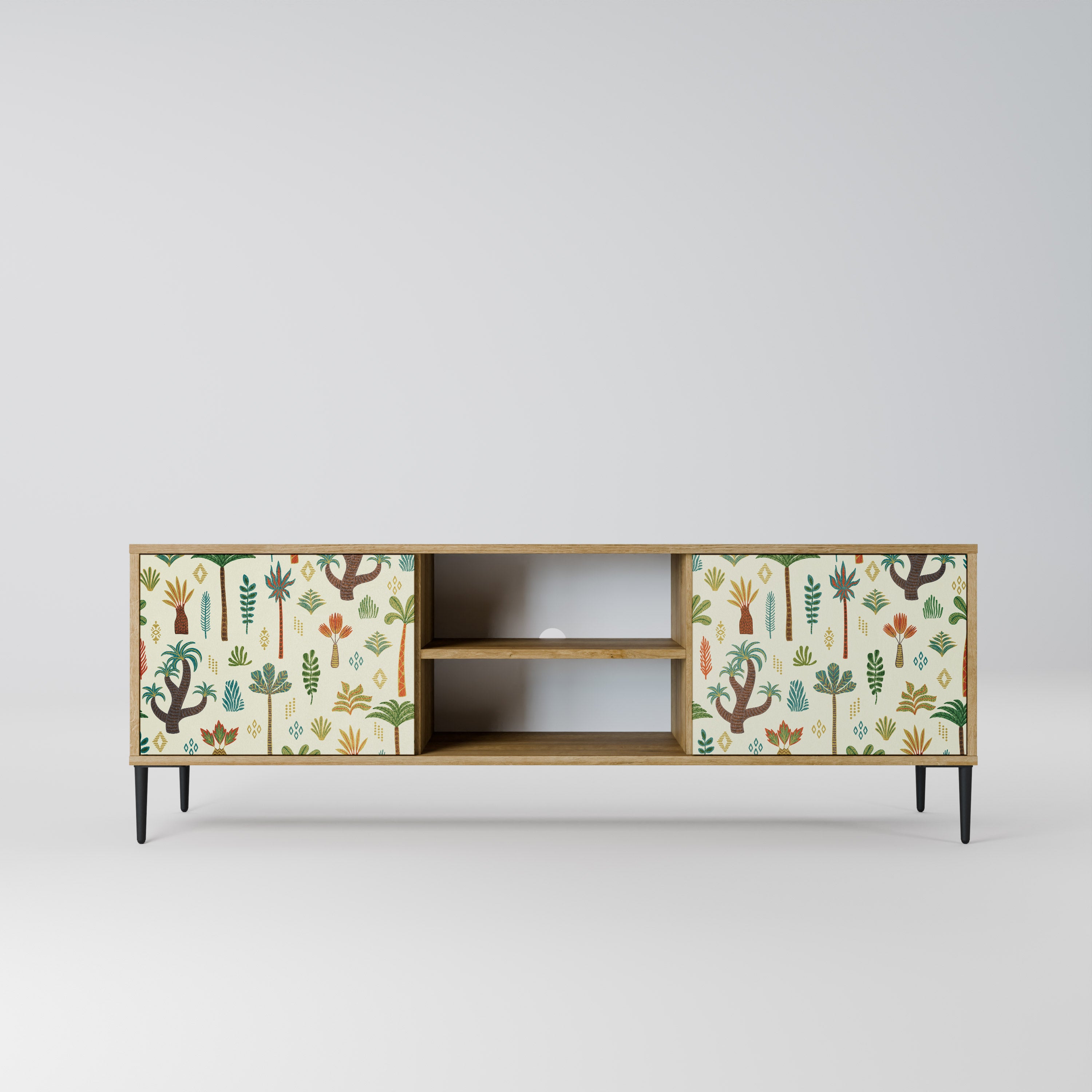 Mueble de TV de 2 puertas PALM SPRING con efecto roble