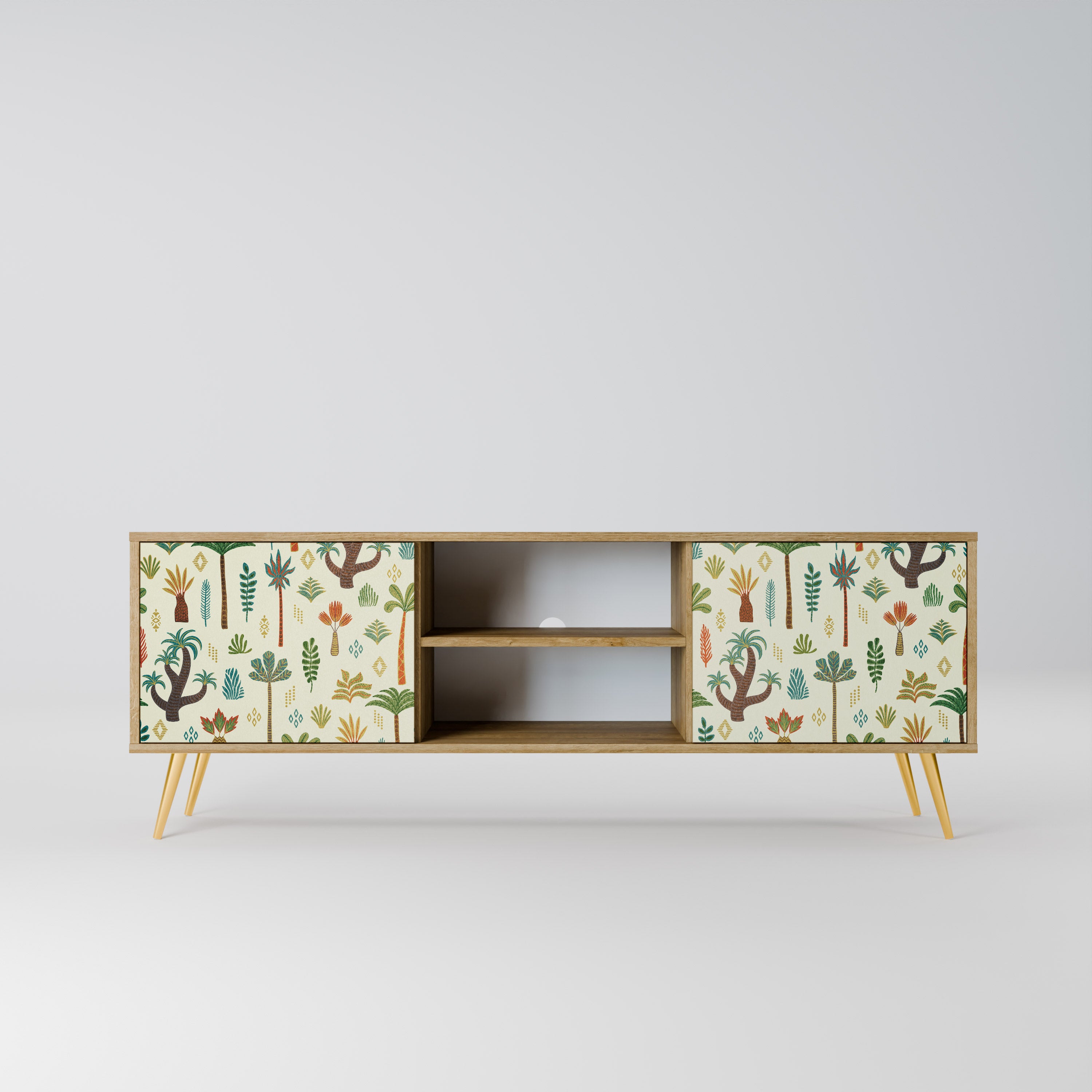 Mueble de TV de 2 puertas PALM SPRING con efecto roble