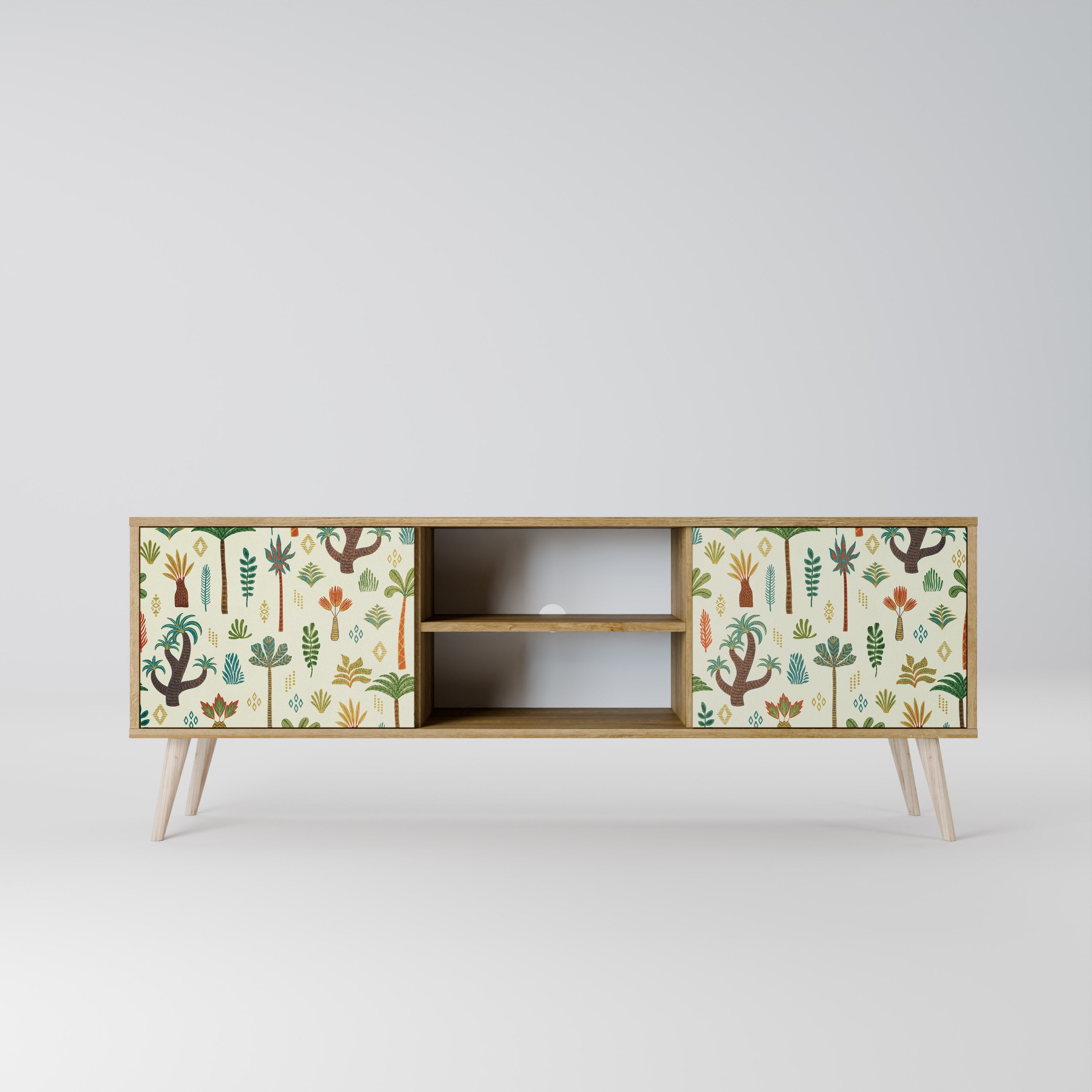 Mueble de TV de 2 puertas PALM SPRING con efecto roble