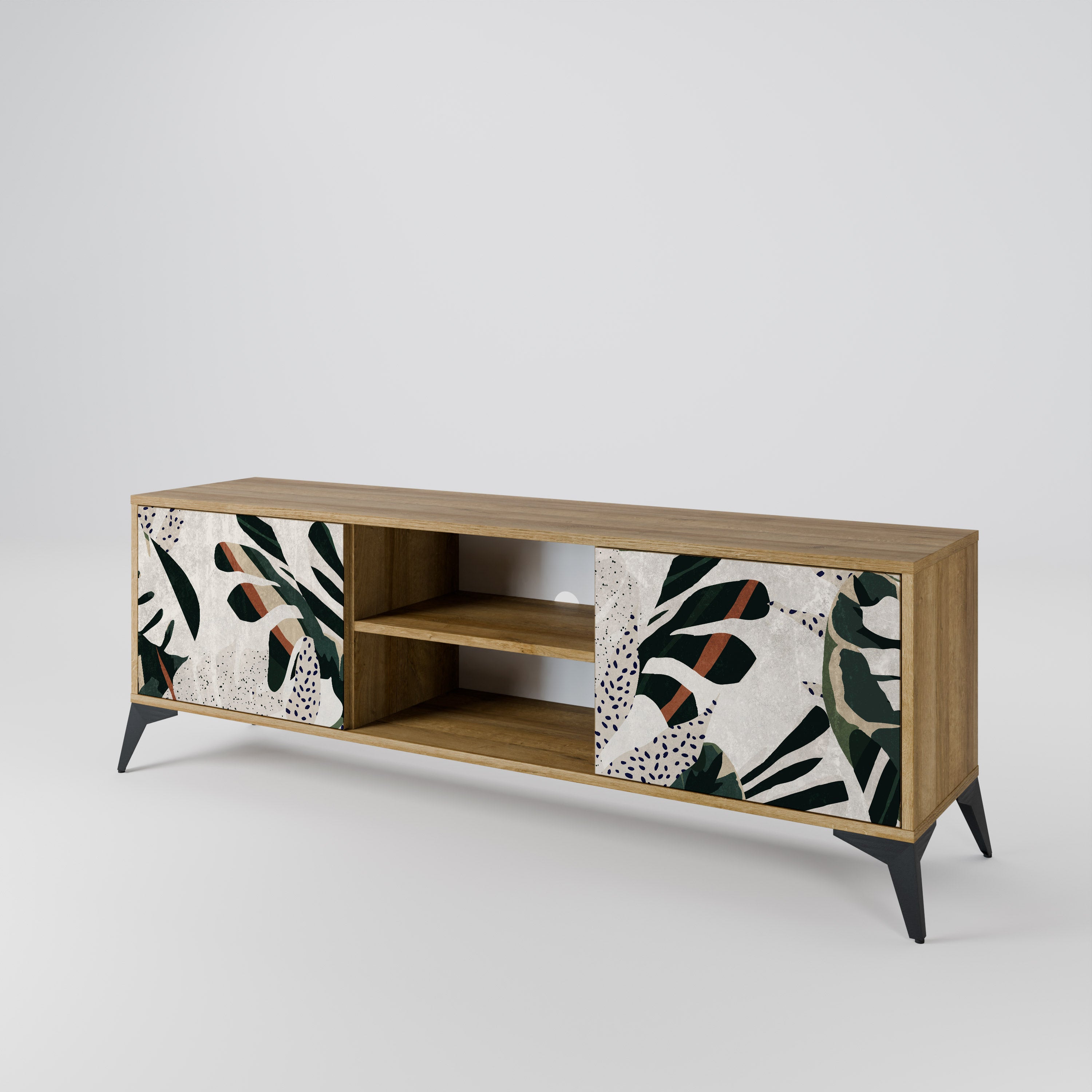 Mueble de TV de 2 puertas VERDURE FORMATION con efecto roble