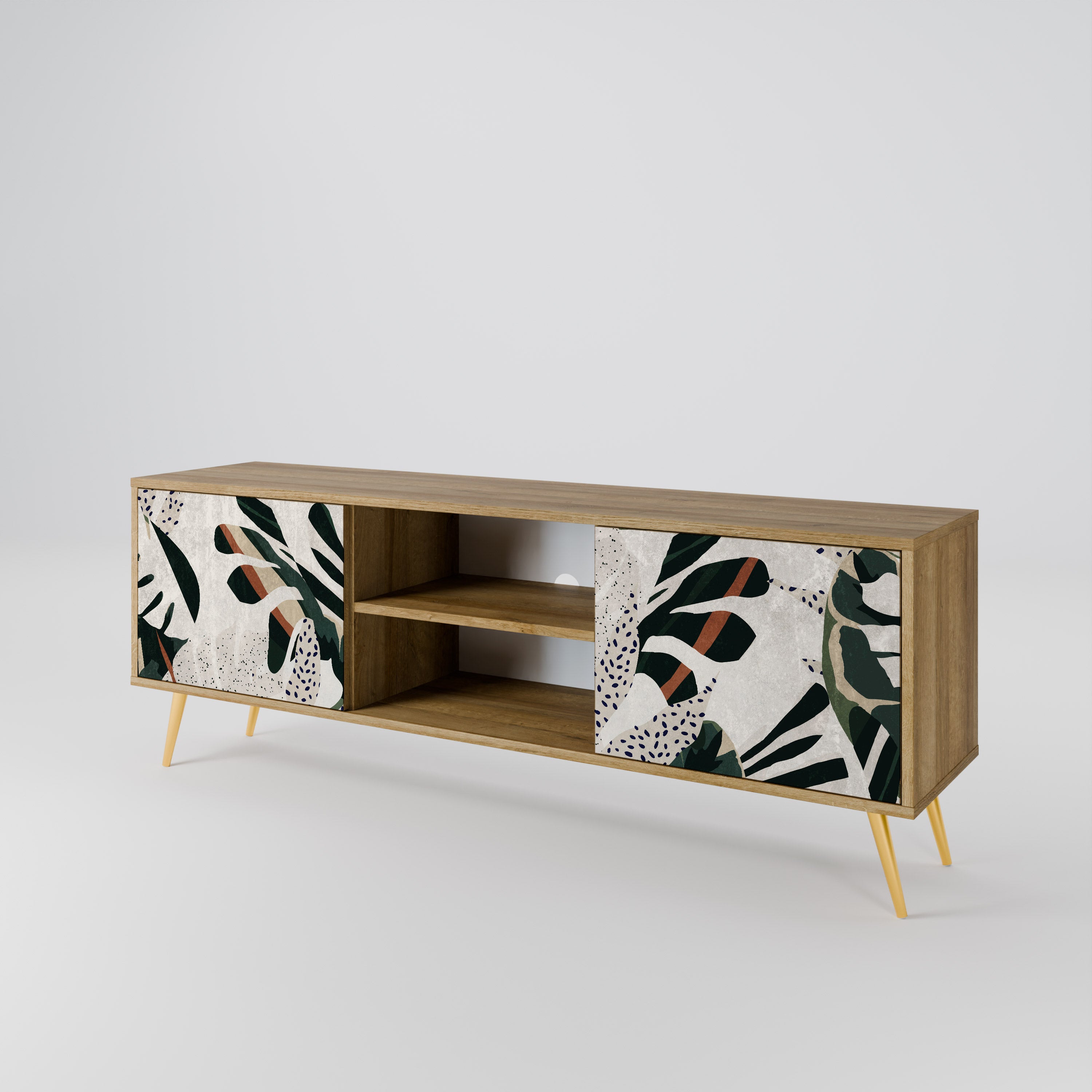 Mueble de TV de 2 puertas VERDURE FORMATION con efecto roble