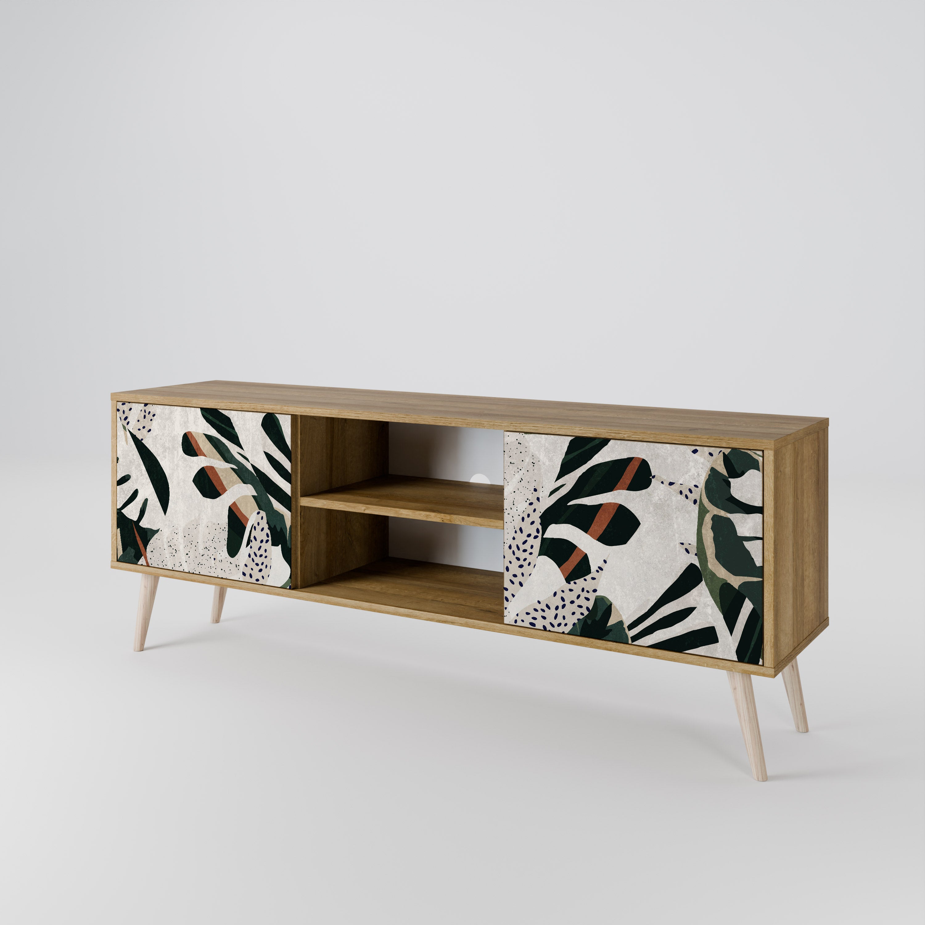 Mueble de TV de 2 puertas VERDURE FORMATION con efecto roble