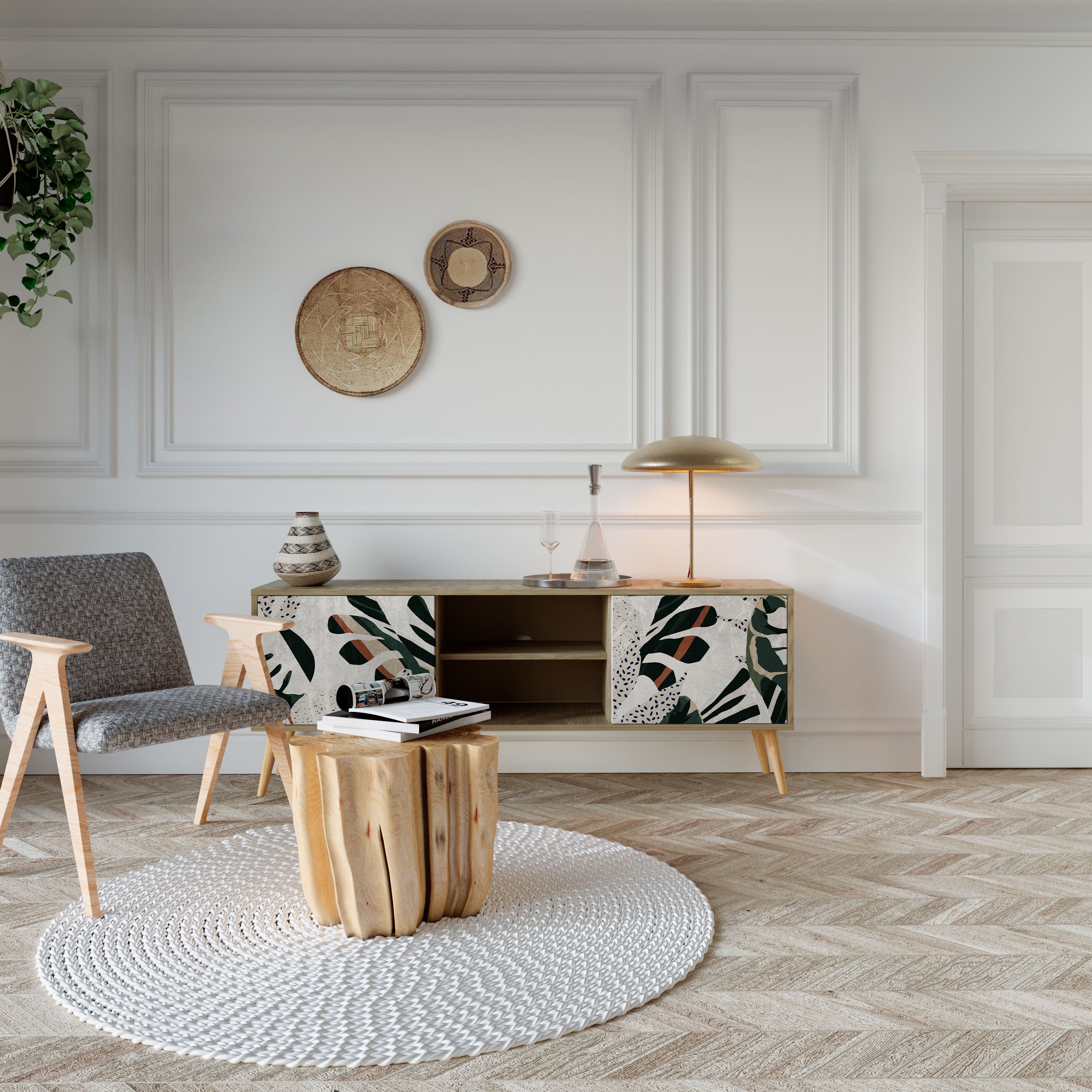 Mueble de TV de 2 puertas VERDURE FORMATION con efecto roble