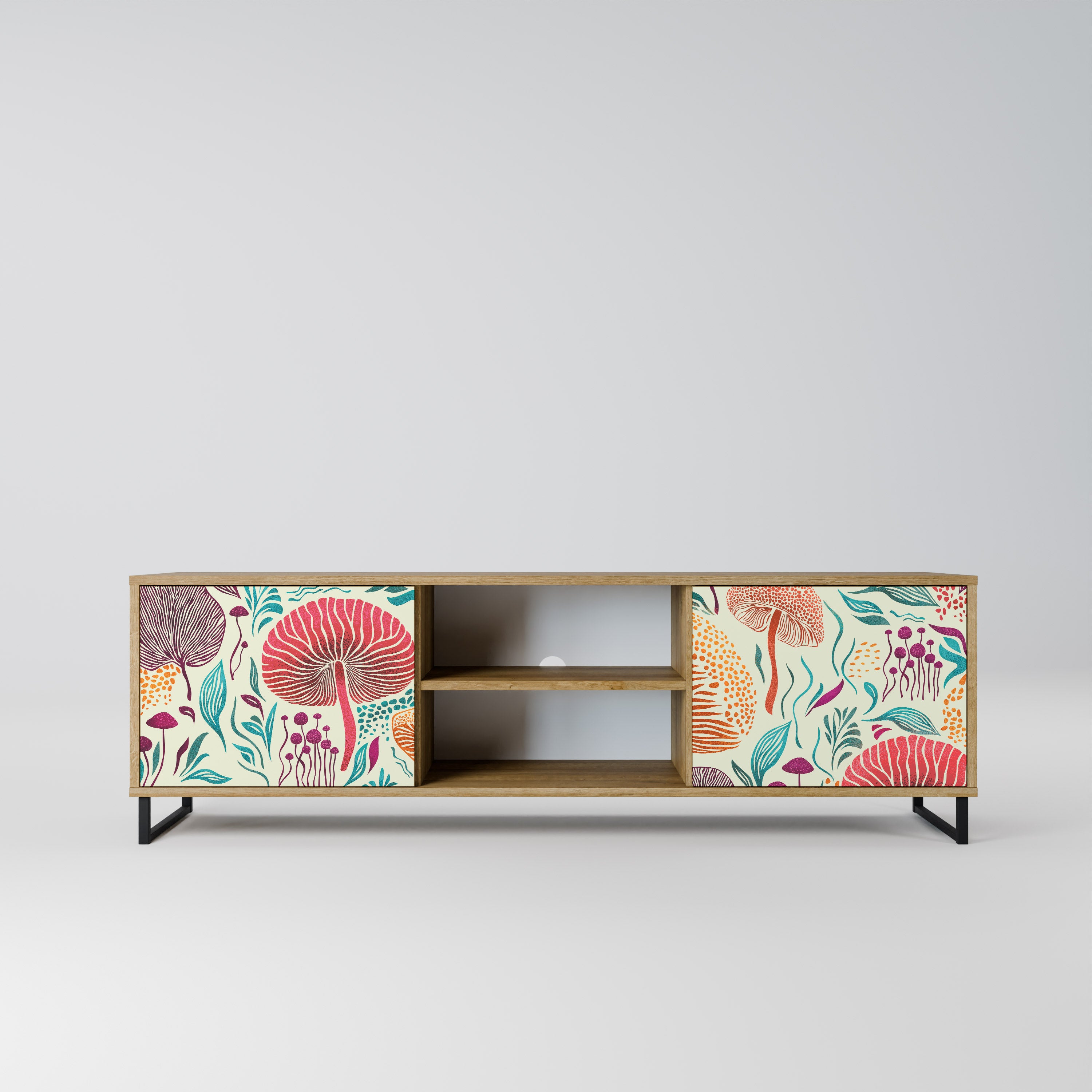 Mueble de TV FUNGUS FANTASY de 2 puertas con efecto roble