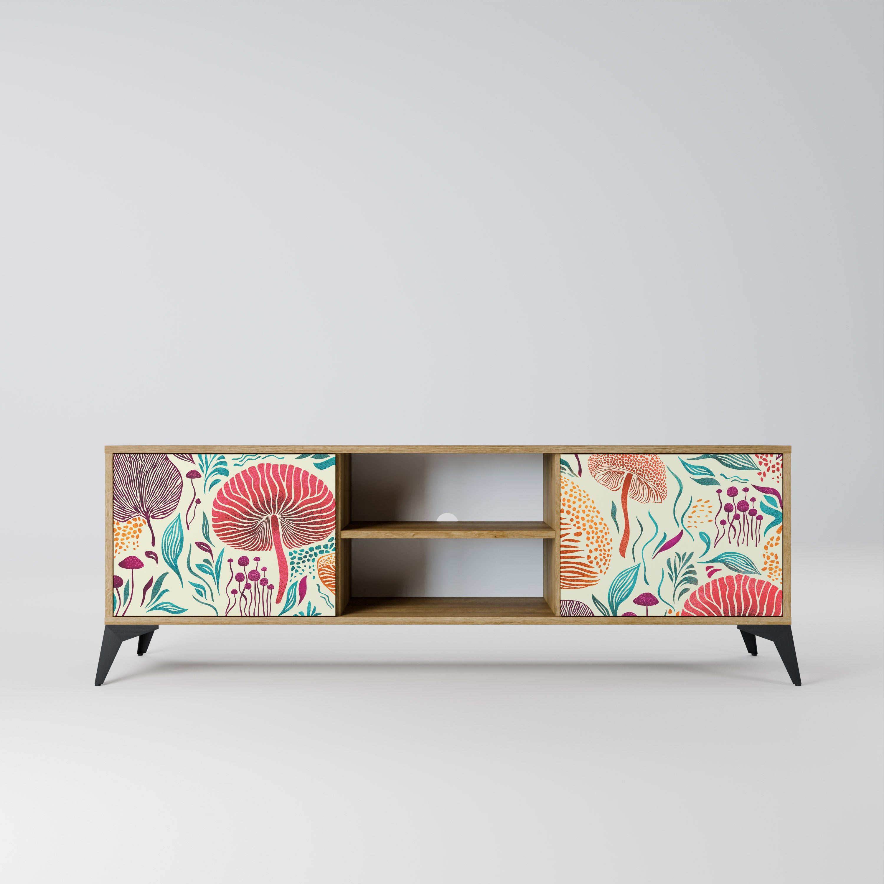 Mueble de TV FUNGUS FANTASY de 2 puertas con efecto roble
