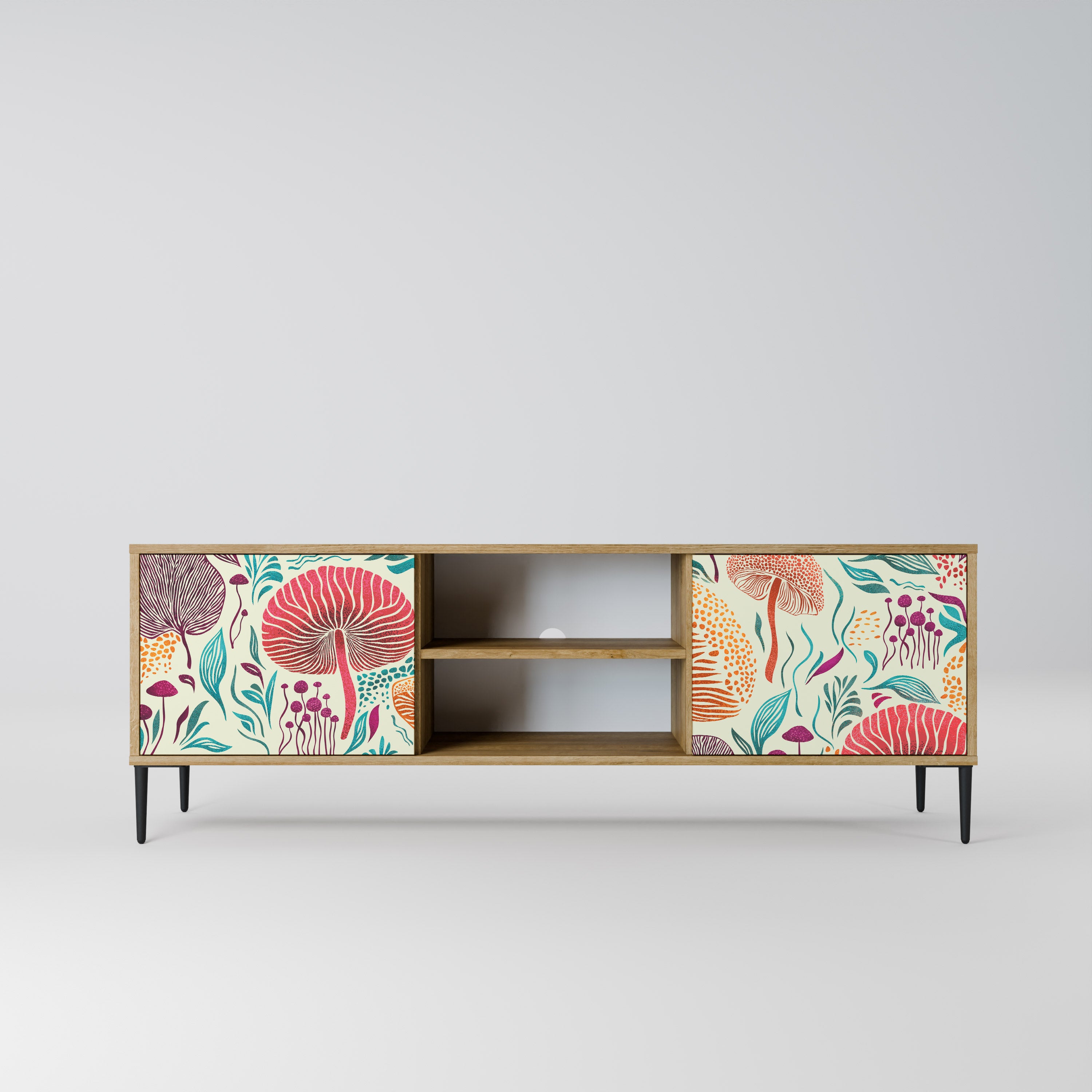 Mueble de TV FUNGUS FANTASY de 2 puertas con efecto roble