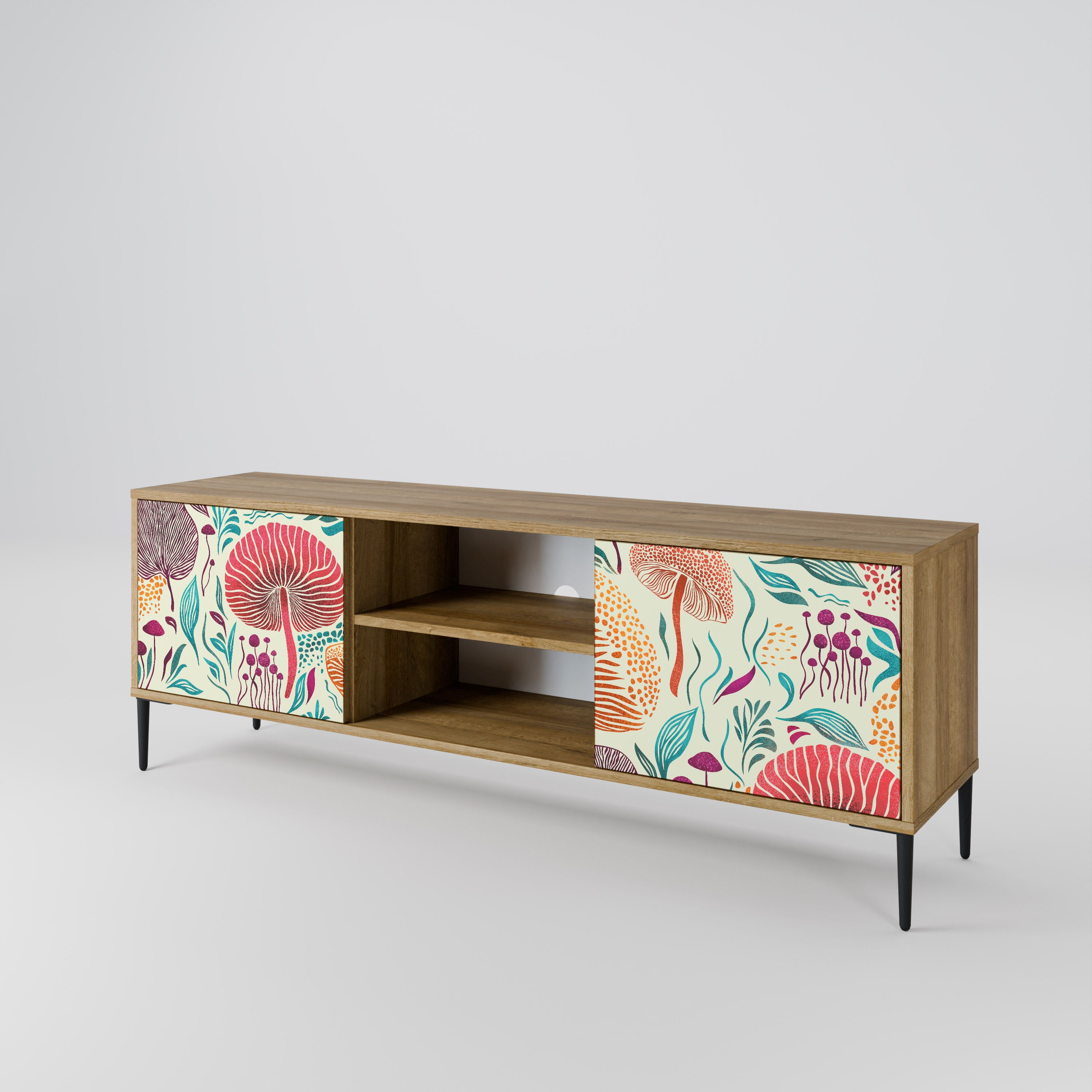 Mueble de TV FUNGUS FANTASY de 2 puertas con efecto roble