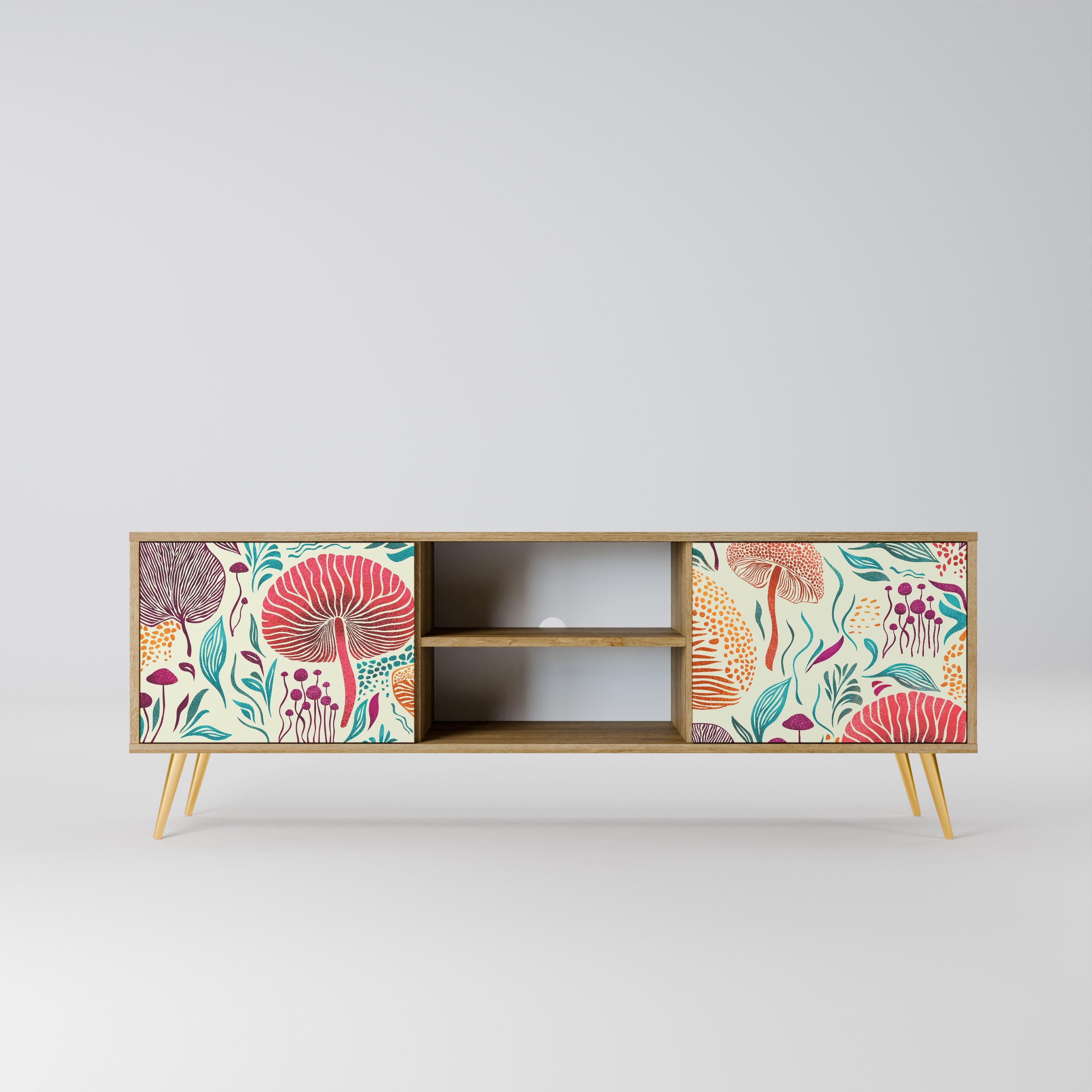 Mueble de TV FUNGUS FANTASY de 2 puertas con efecto roble