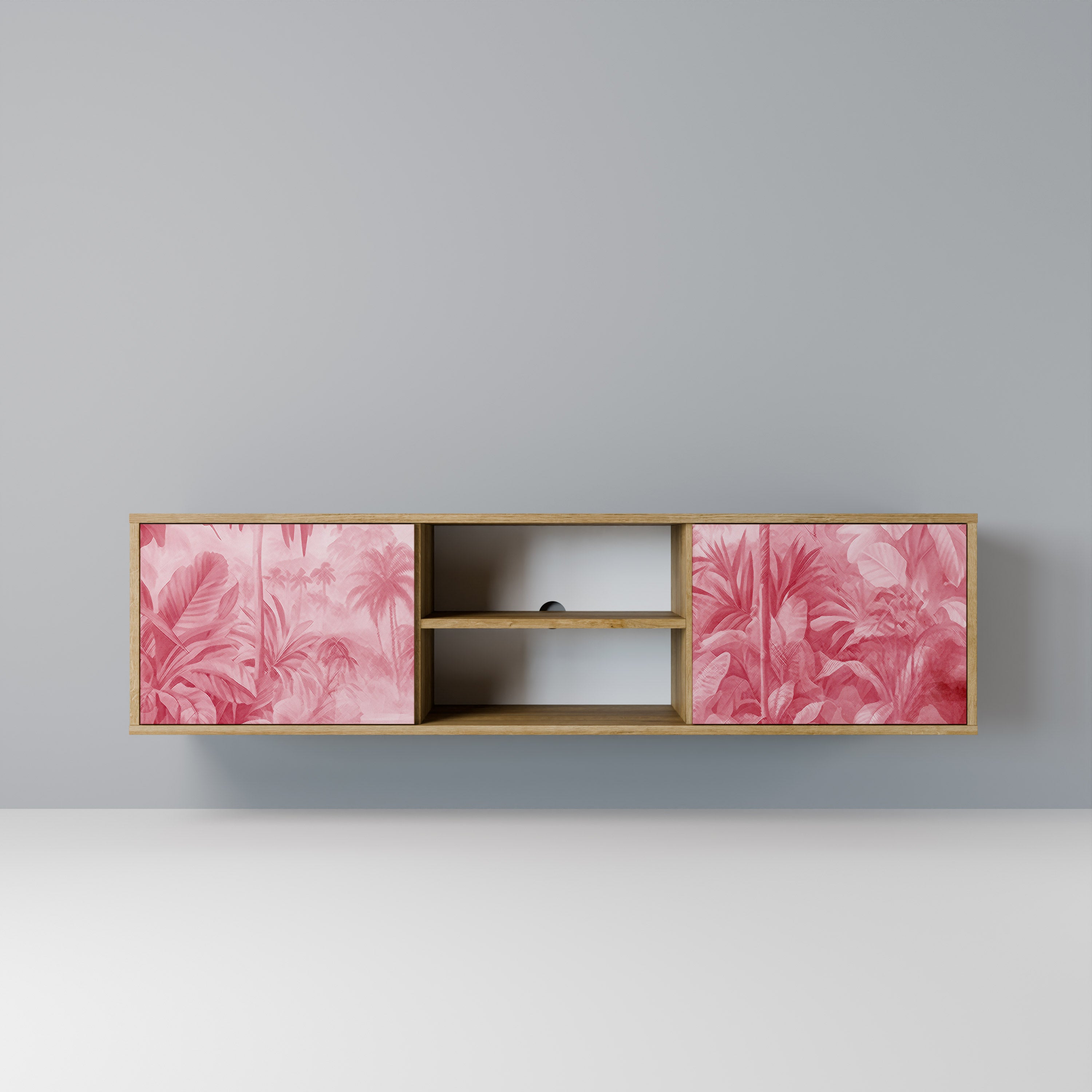 Mueble de TV SWEET TROPICS de 2 puertas con efecto roble