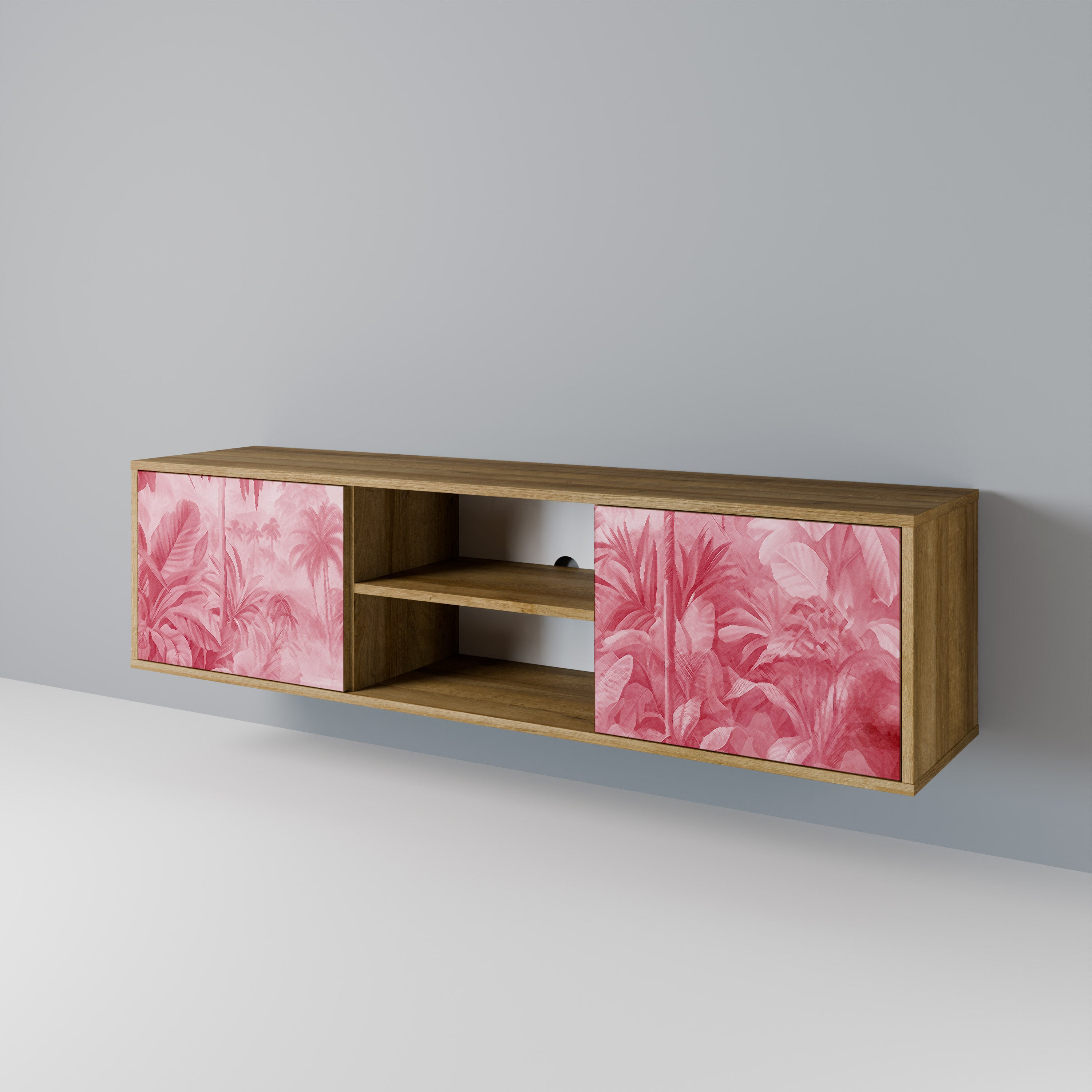 Mueble de TV SWEET TROPICS de 2 puertas con efecto roble
