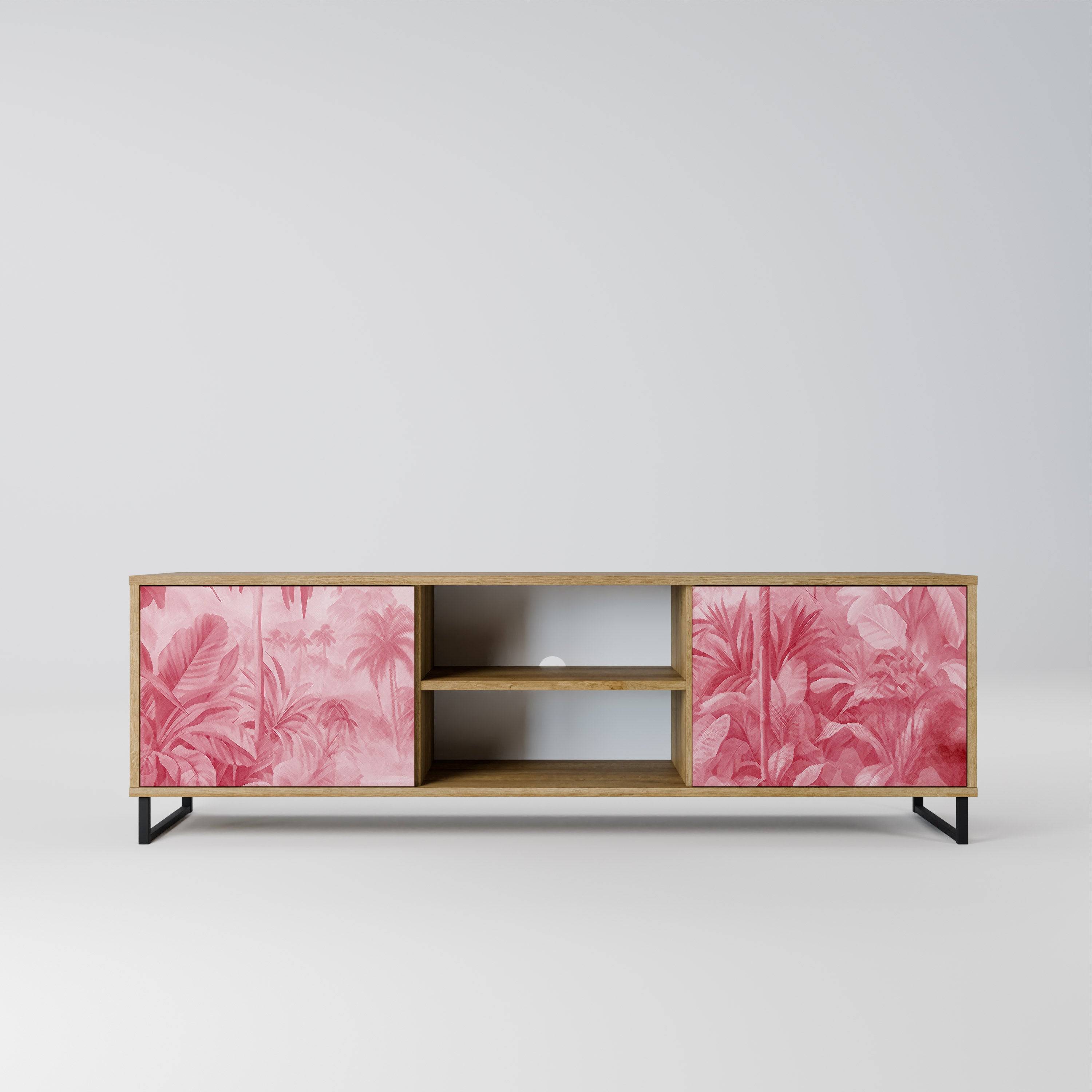 Mueble de TV SWEET TROPICS de 2 puertas con efecto roble