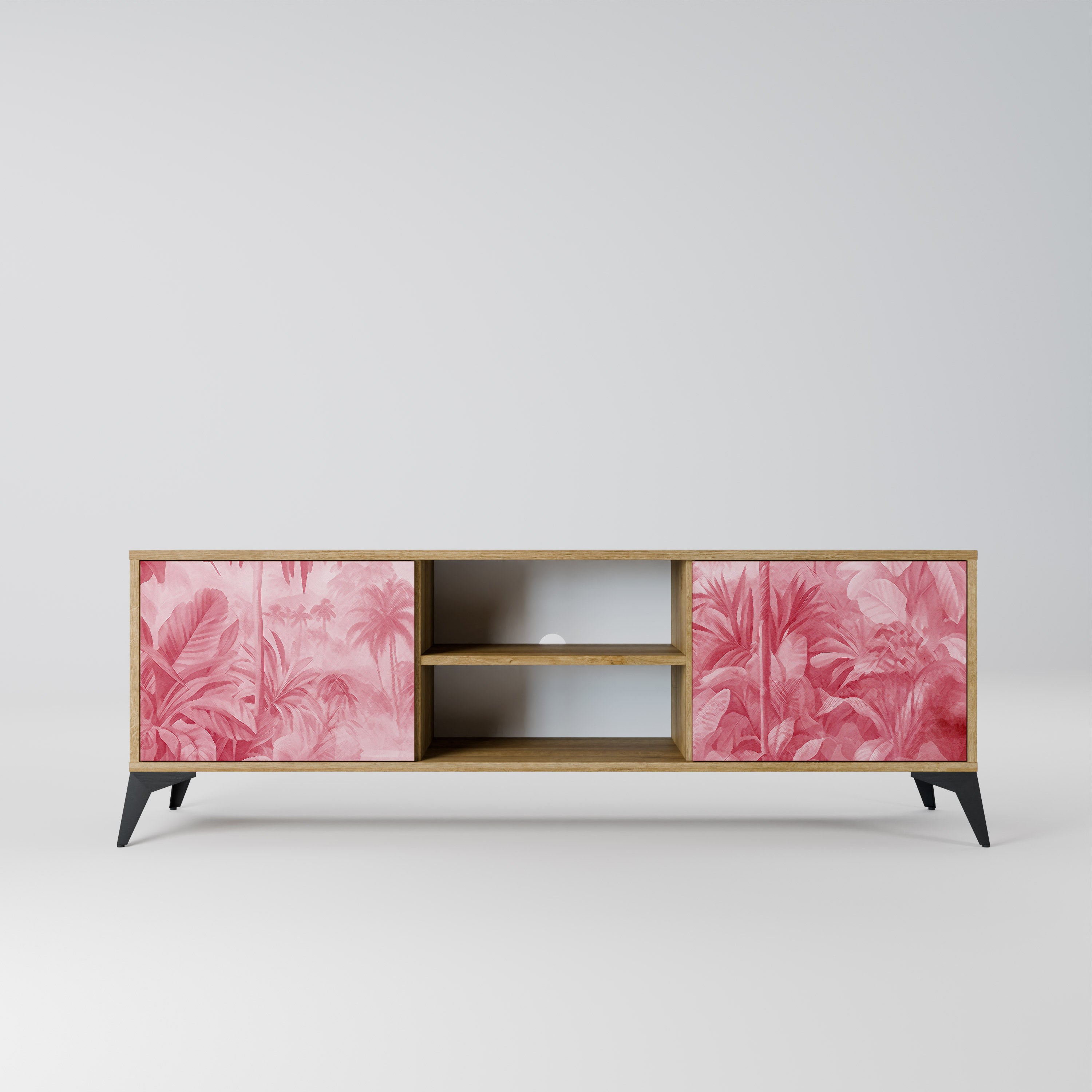 Mueble de TV SWEET TROPICS de 2 puertas con efecto roble